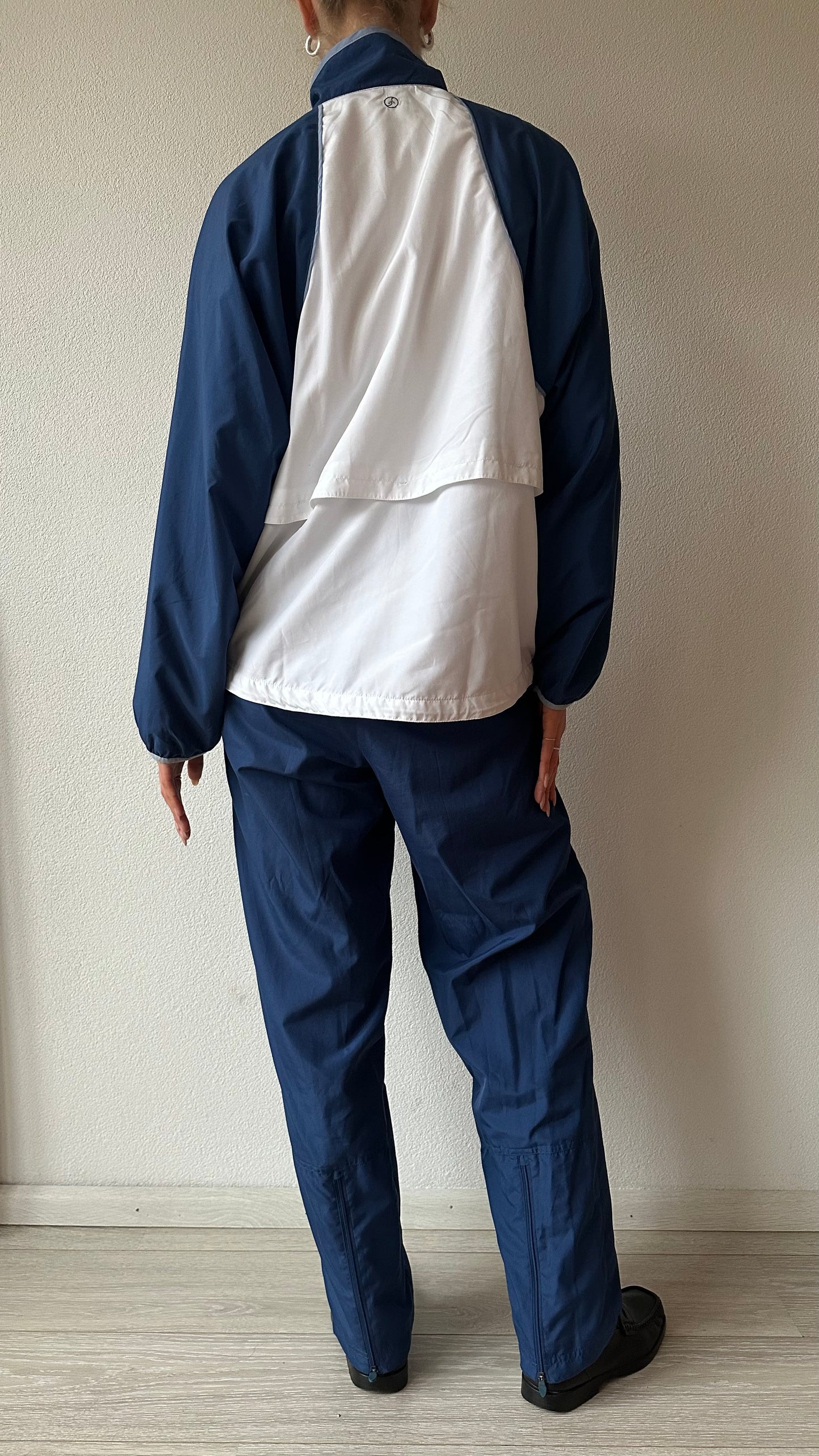 vintage Adidas zip-up tracksuit dark blue with white details