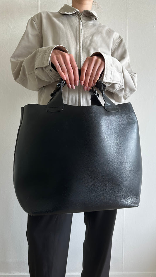 preloved leather black shopper