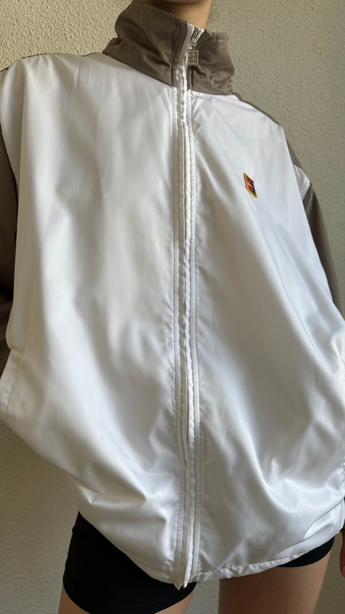 vintage taupe white nike tracksuit pants windbreaker jacket