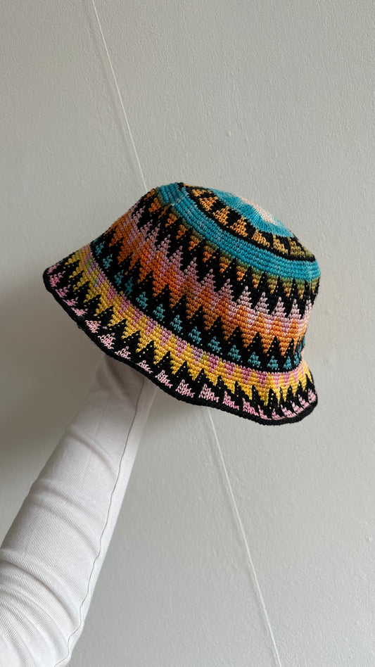 knitted buckethat colorful