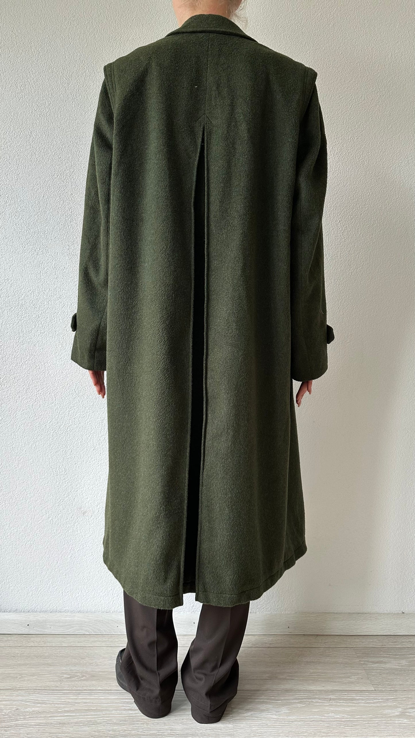 wool Lodenfrey vintage green coat with statement shoulders