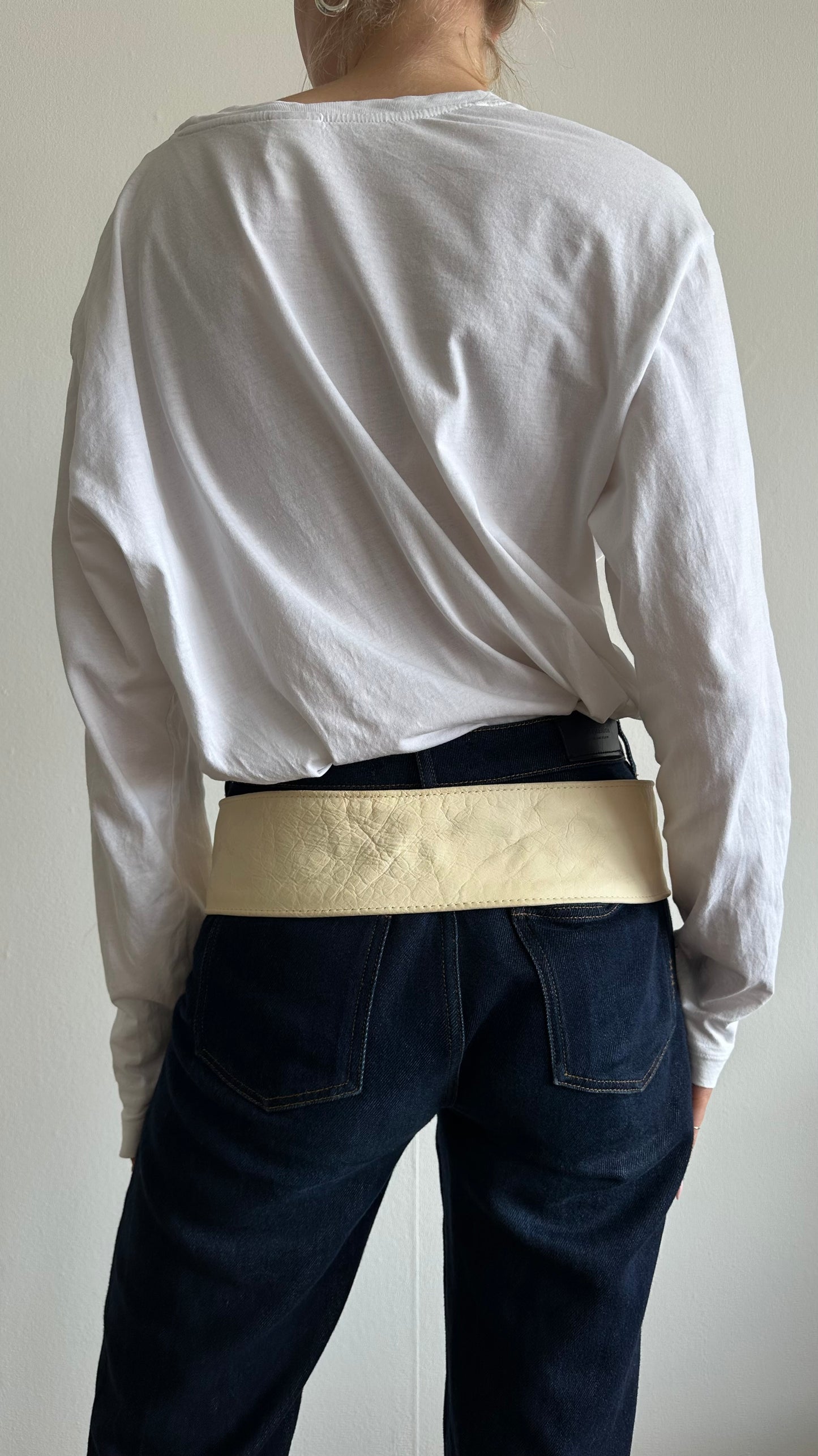 butter yellow big leather belt