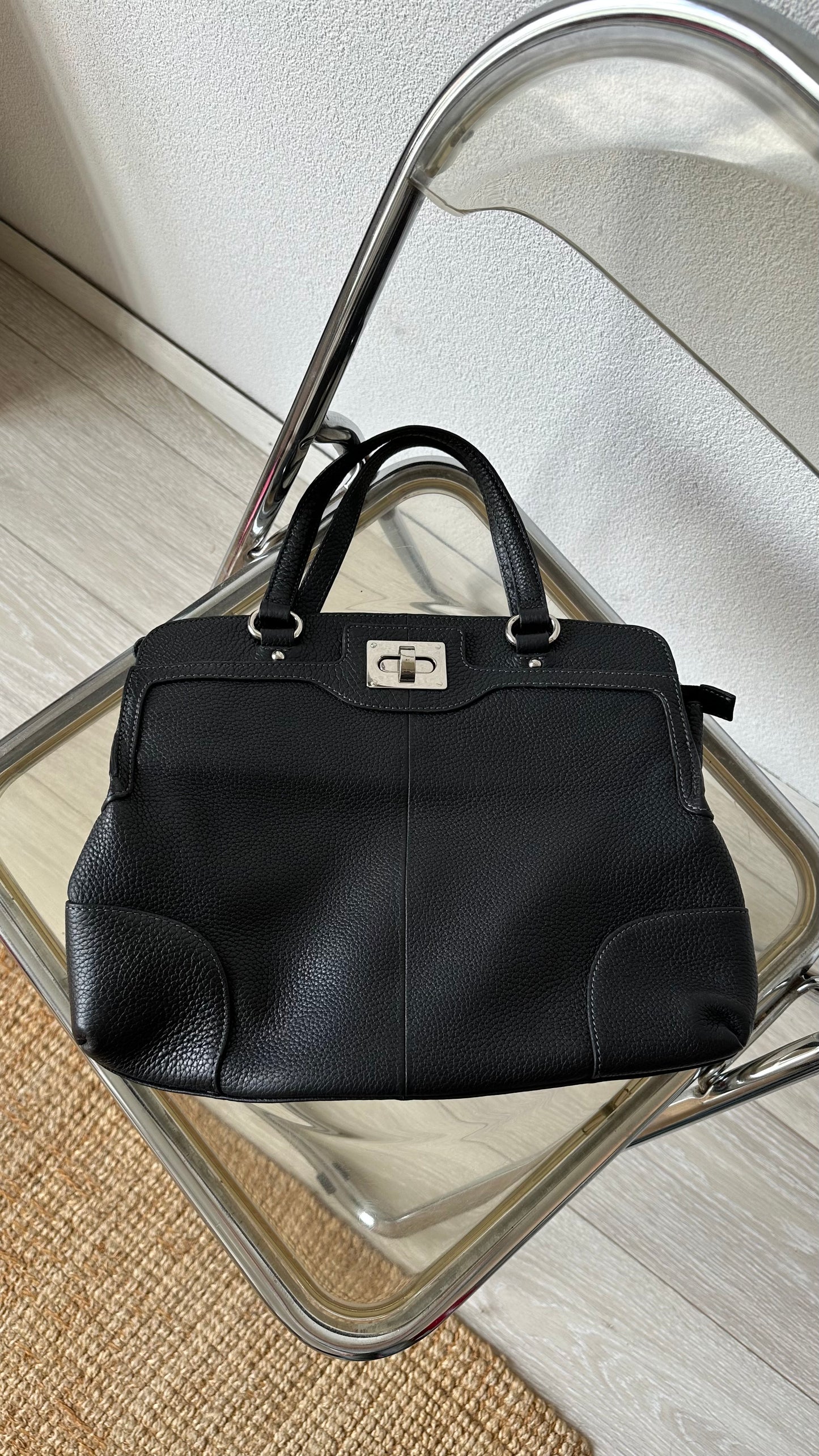 black soft leather bag handbag