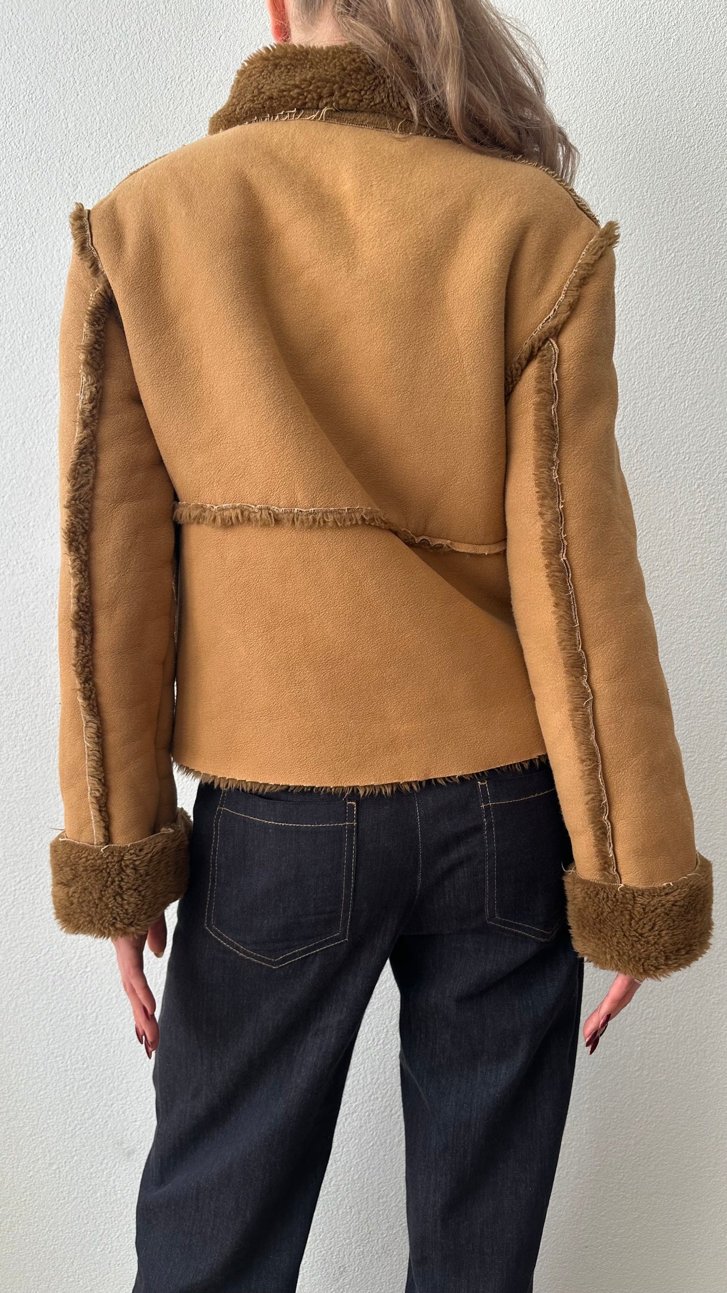 vintage camel faux shearling coat