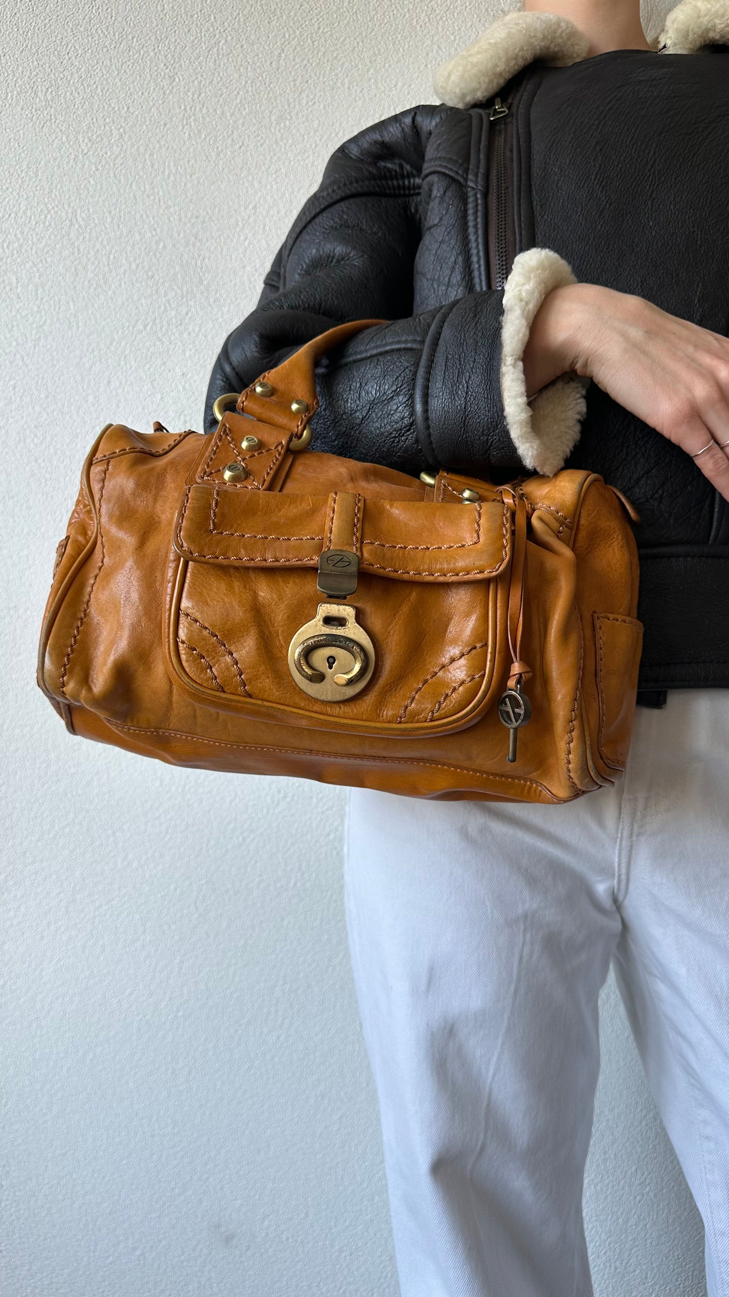 francesco biasia brown leather bag