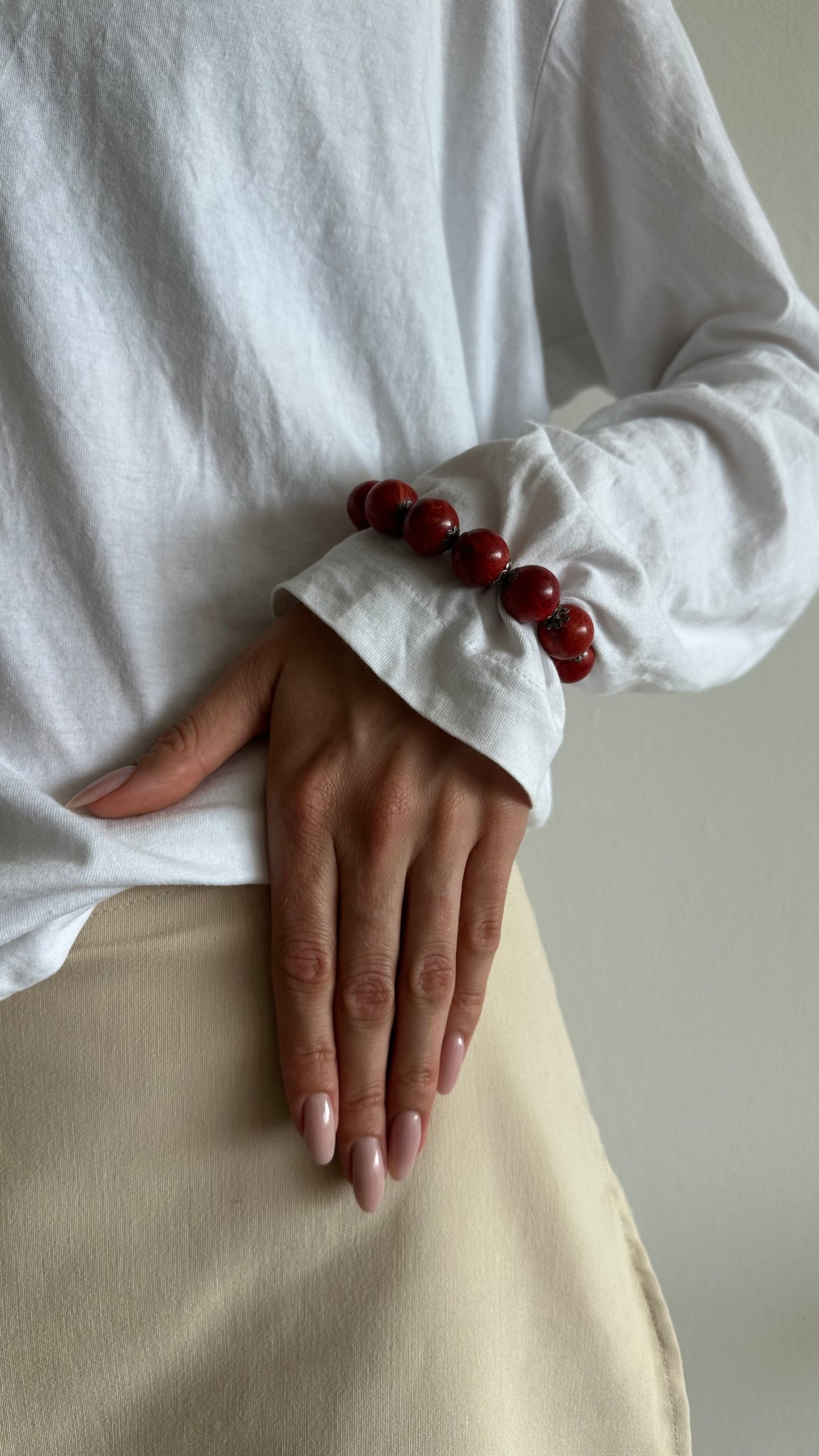 red foam coral gemstone bracelet