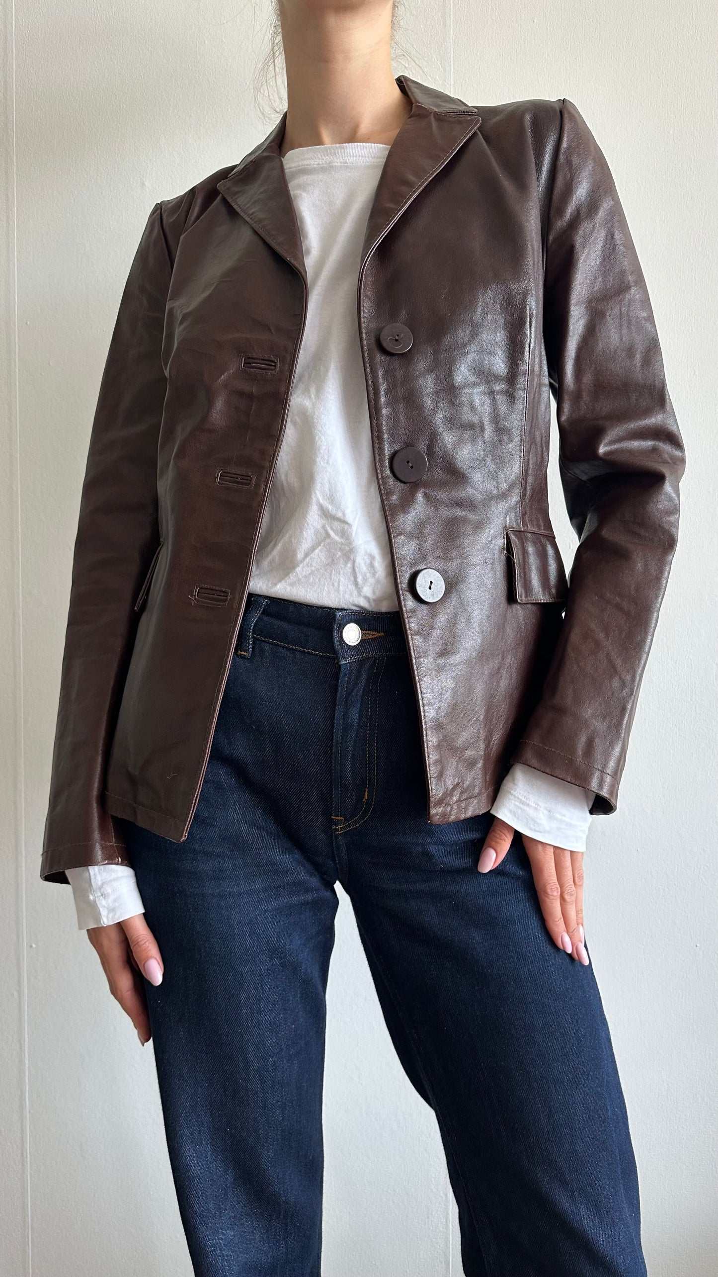 brown leather vintage jacket