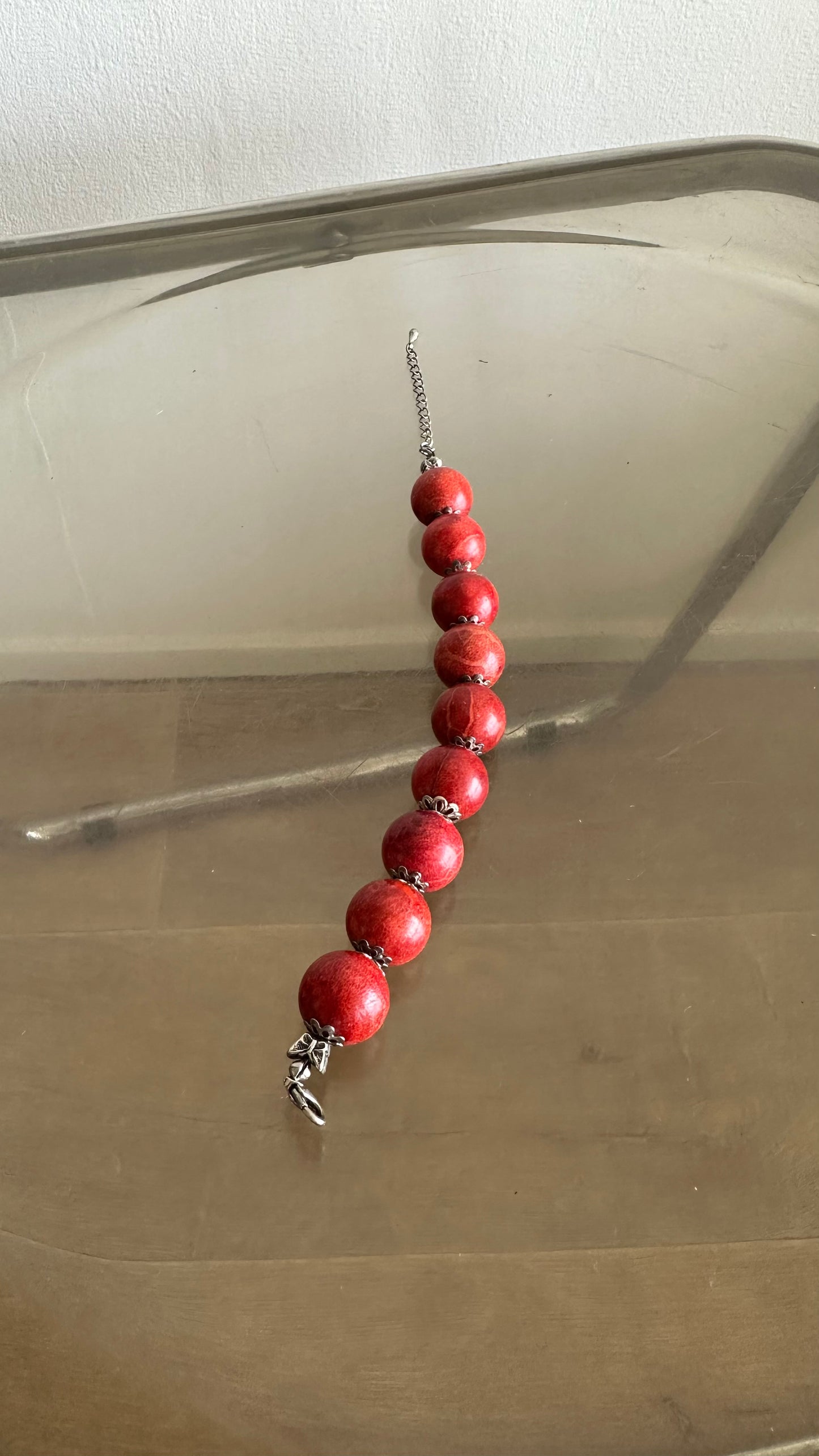 red foam coral gemstone bracelet
