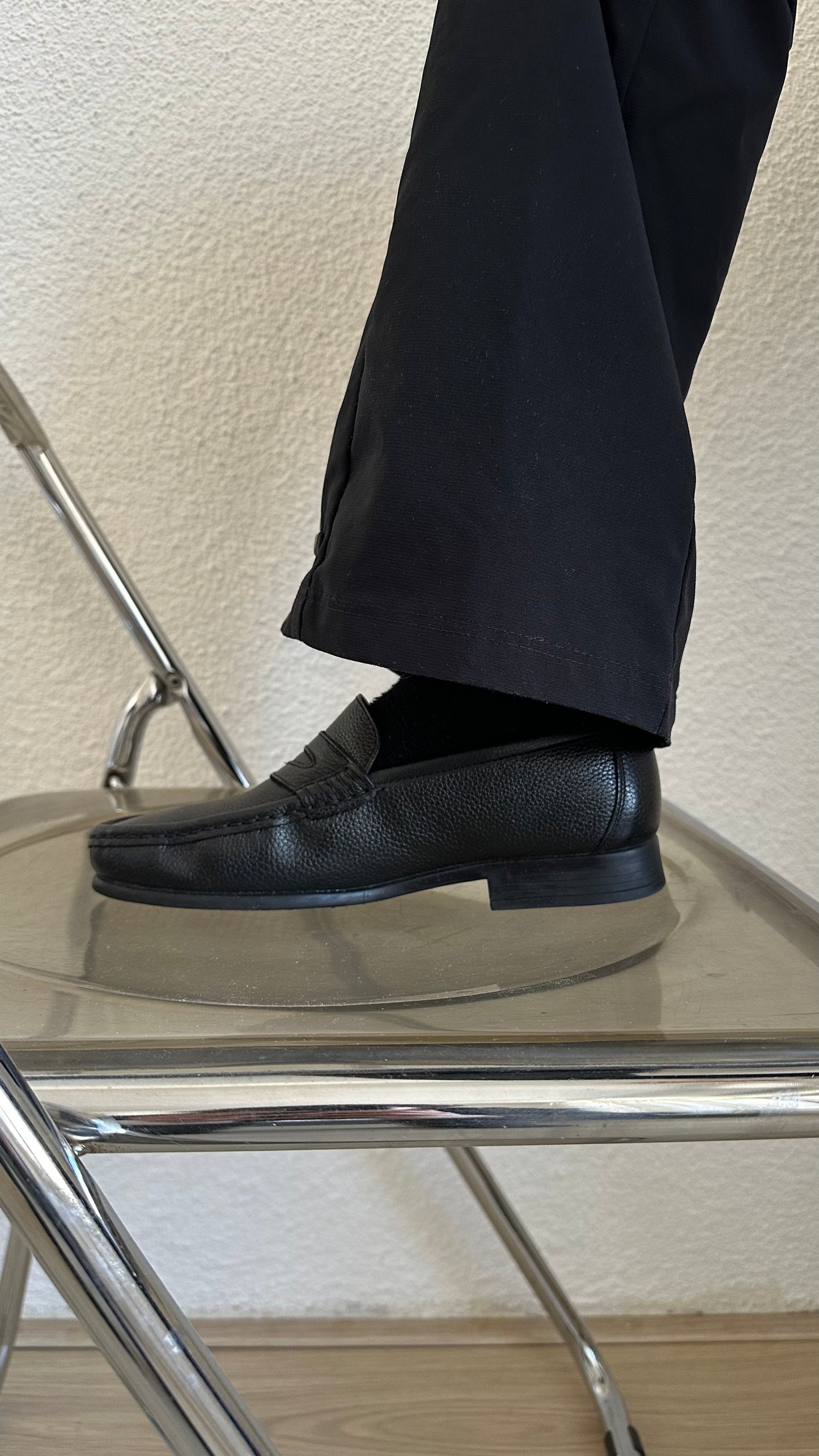black classic soft leather loafers