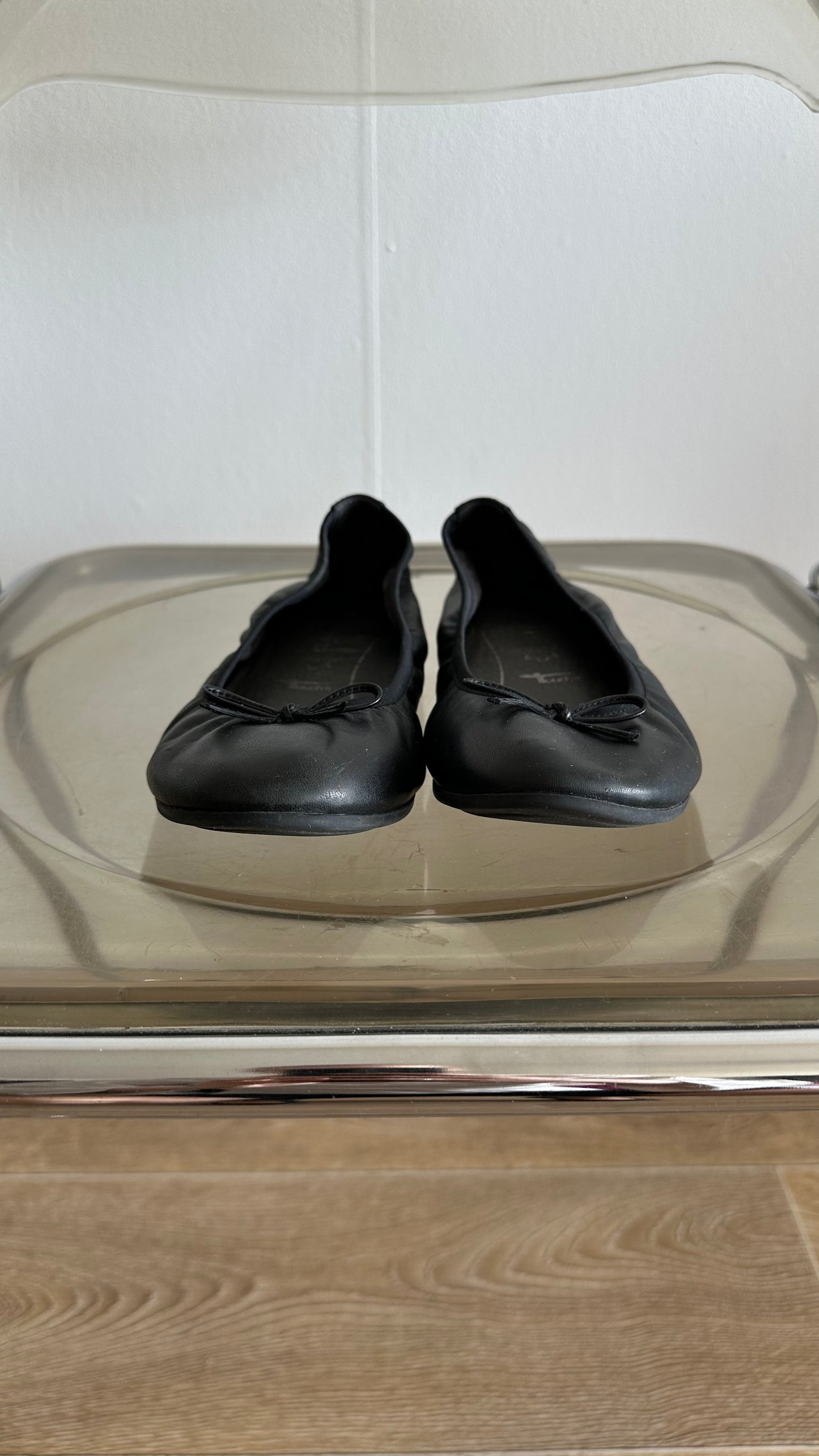 tamaris ballet flats black leather