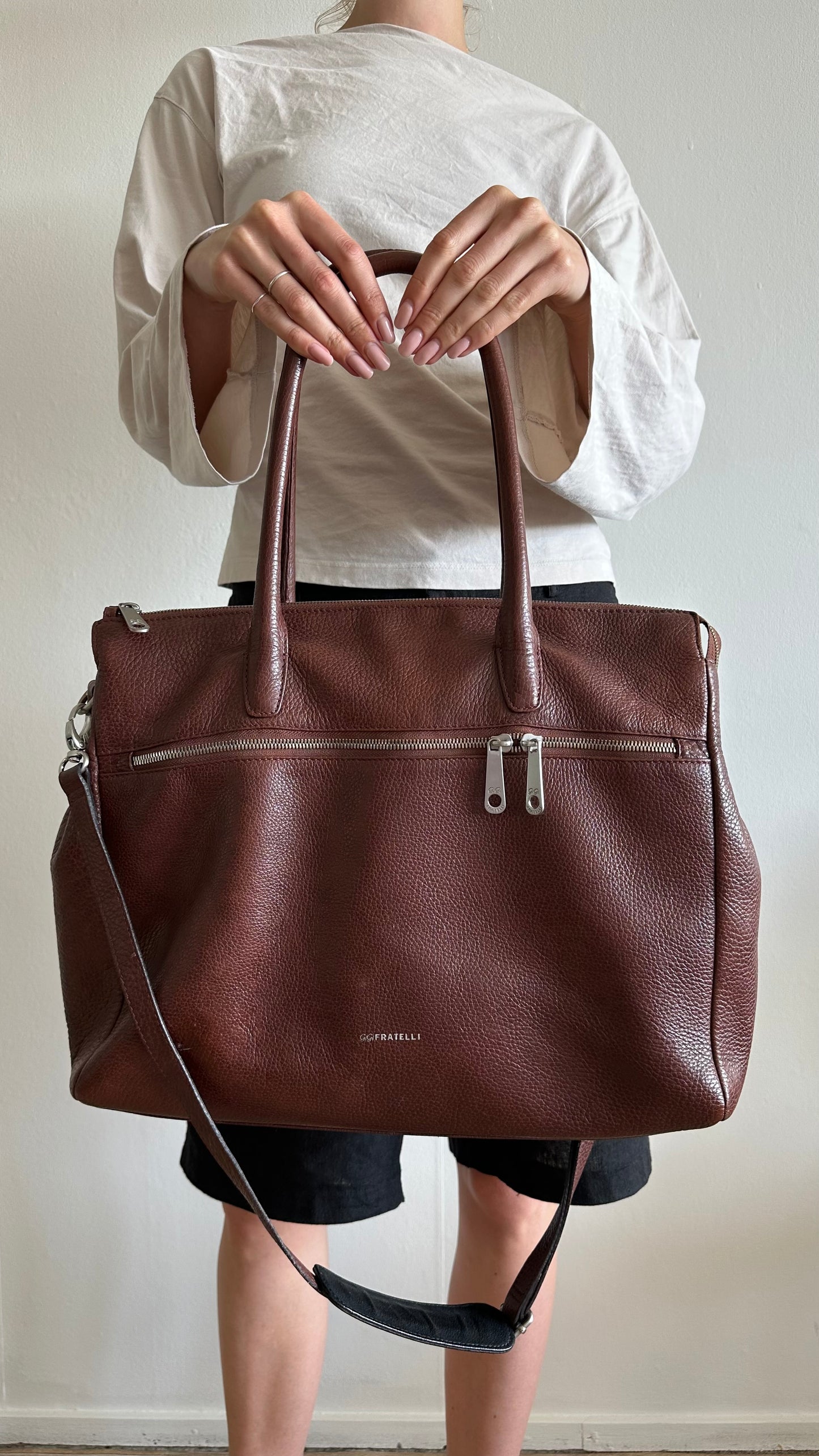 leather bordeaux work bag