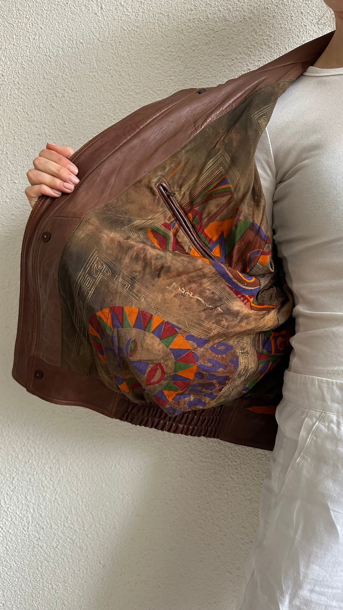 leather brown vintage bomberjacket