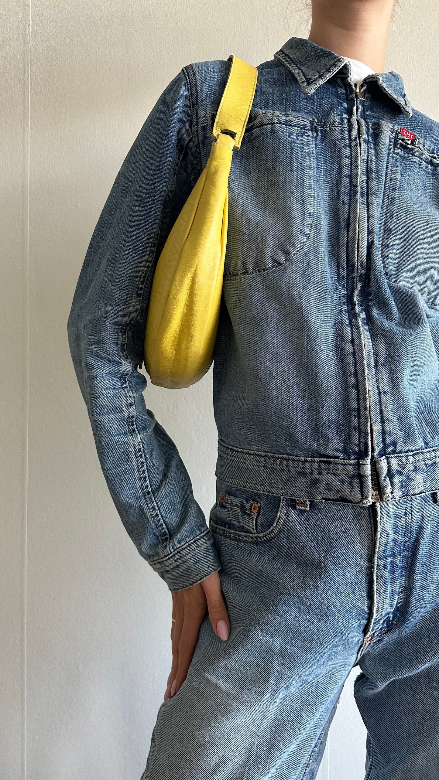soft leather yellow shoulderbag