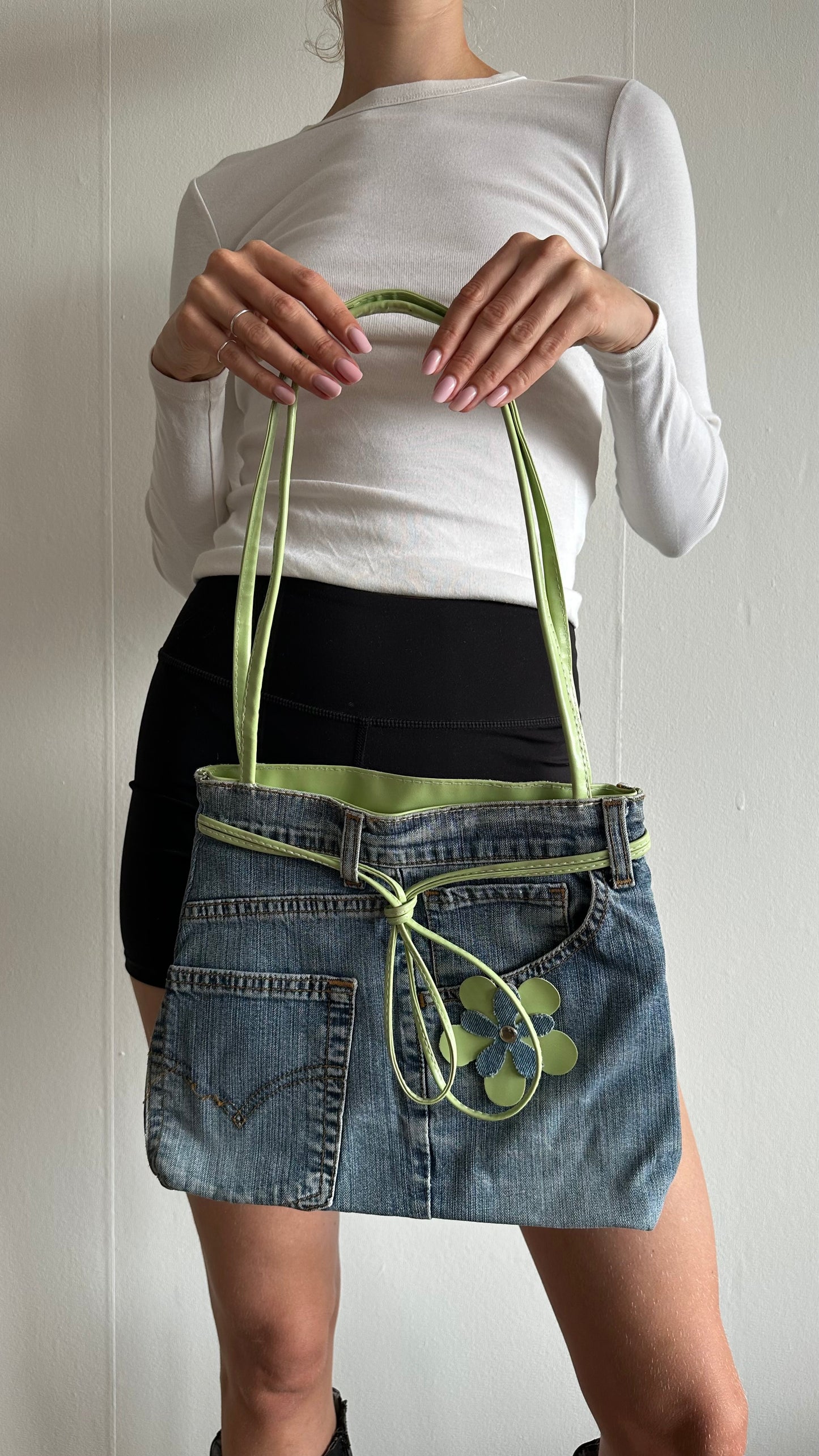 denim green shoulderbag y2k