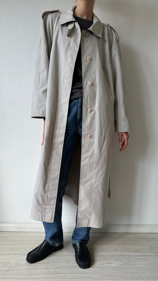 beige vintage button up trenchcoat