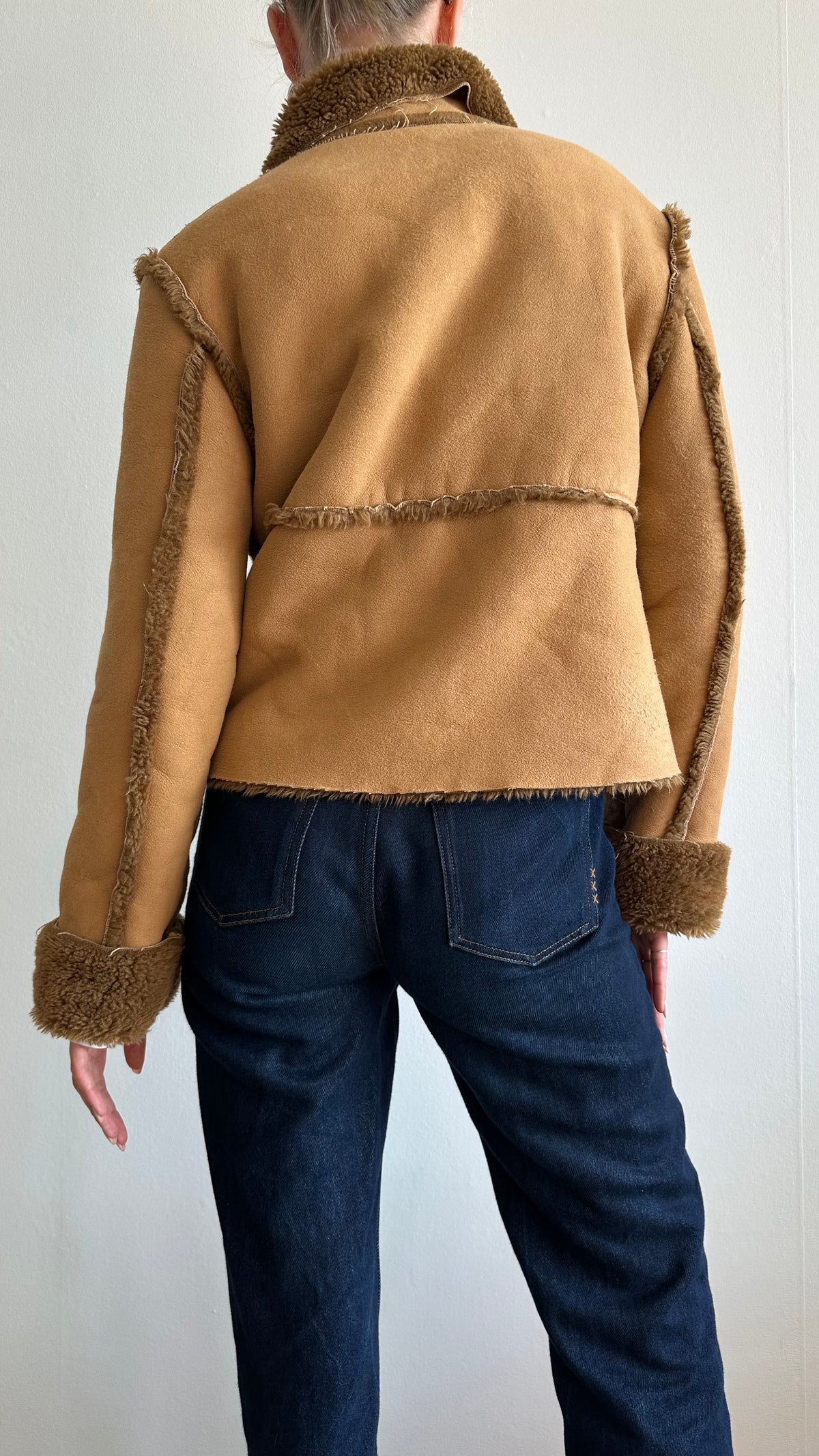 fluffy camel soft faux lammy coat