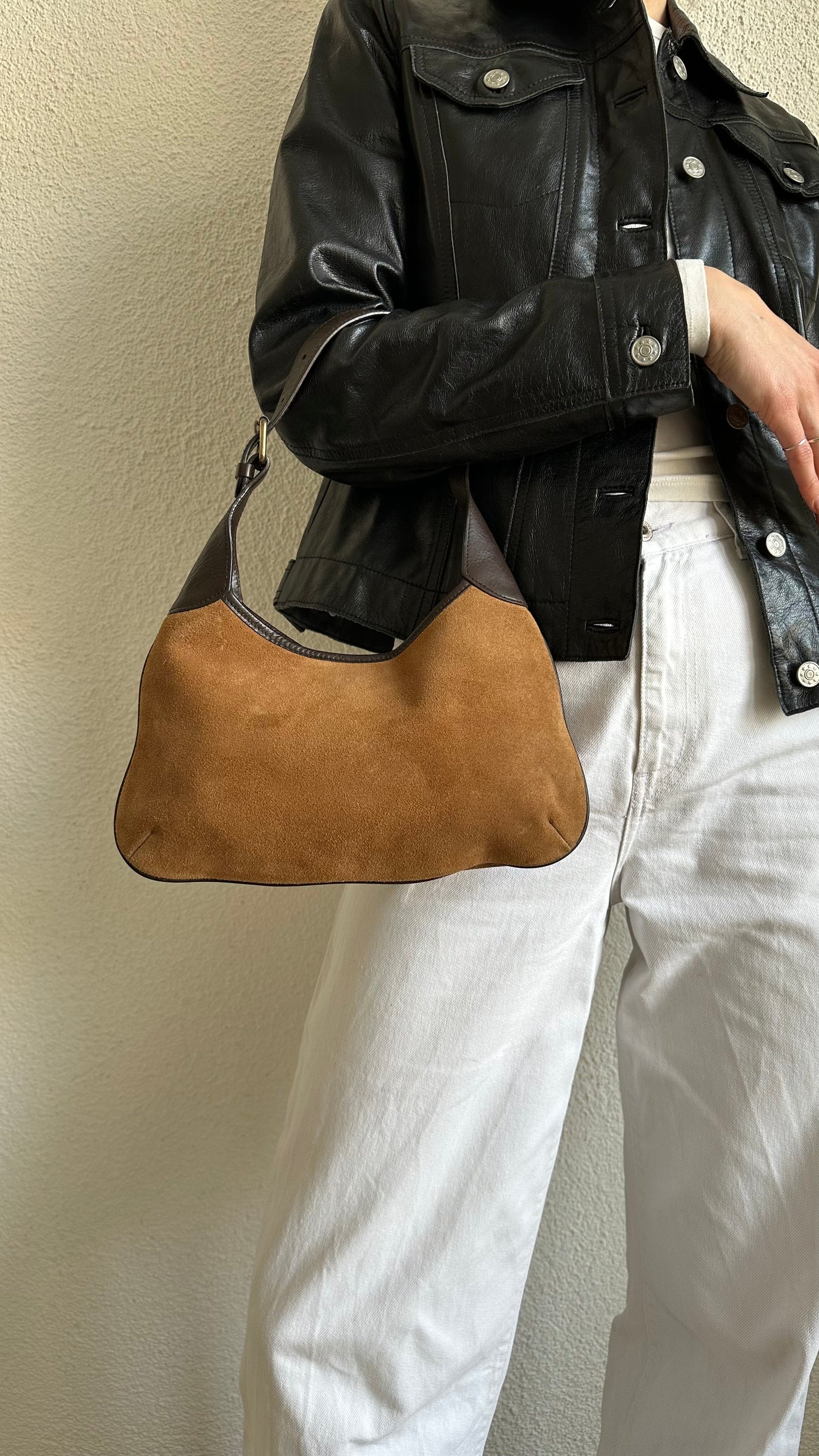 banana republic brown suede shoulderbag