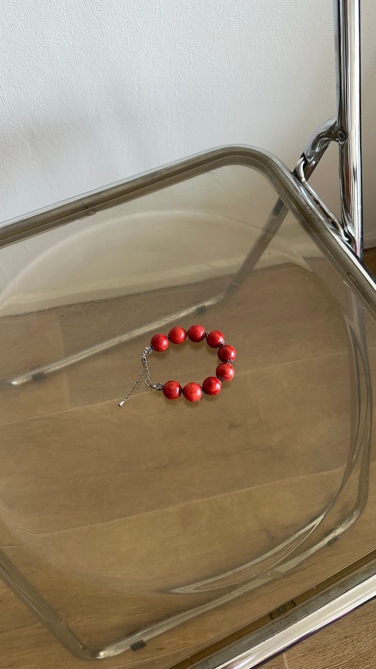 red foam coral gemstone bracelet