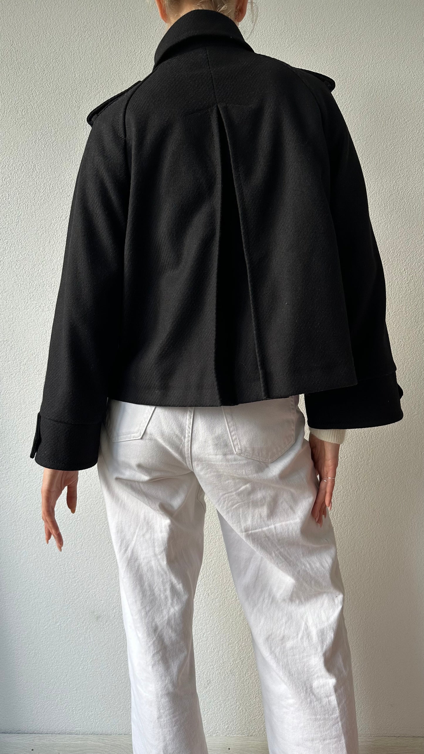 black wool coat from Massimo Dutti with raglan sleeves