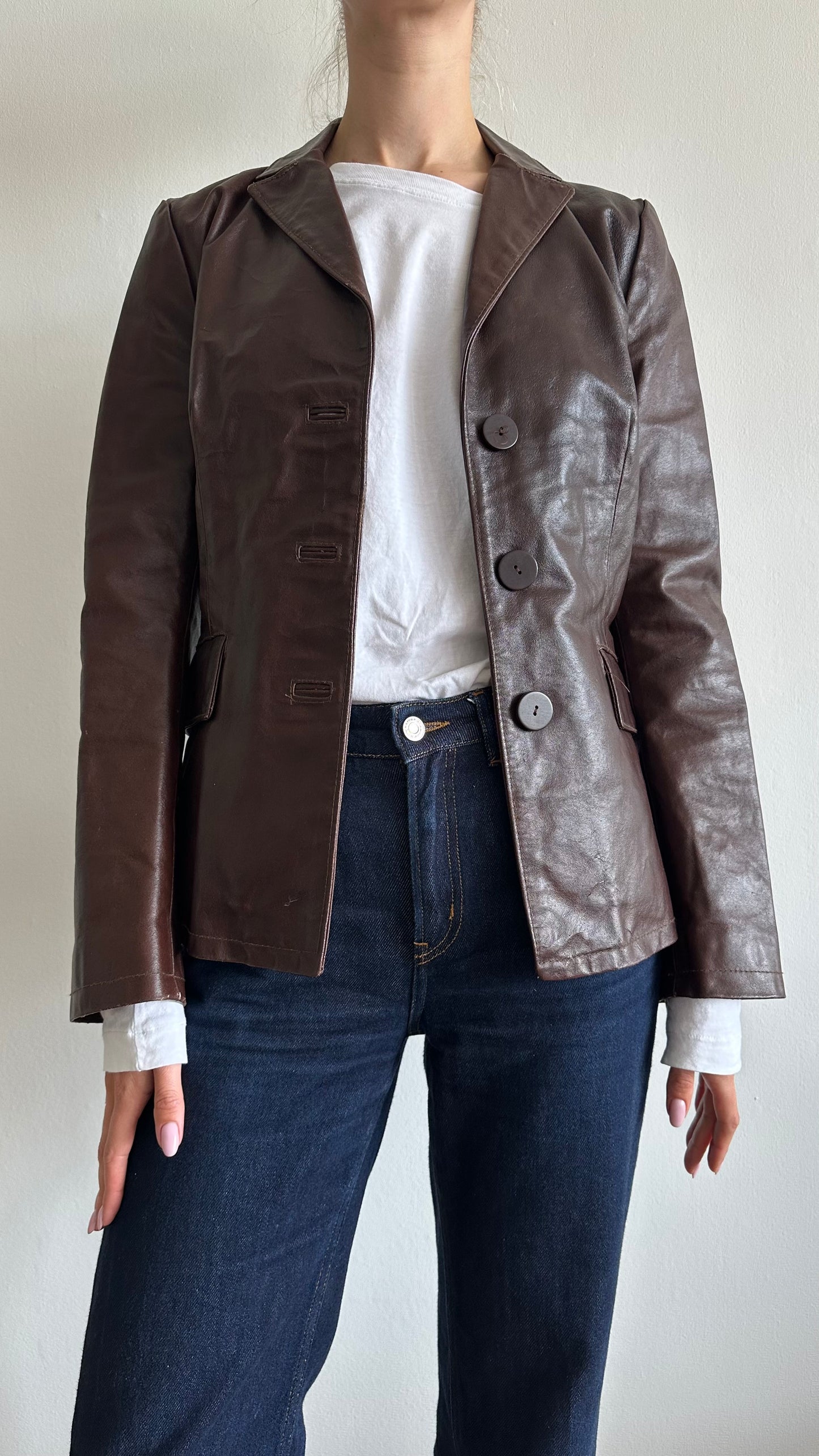 brown leather vintage jacket