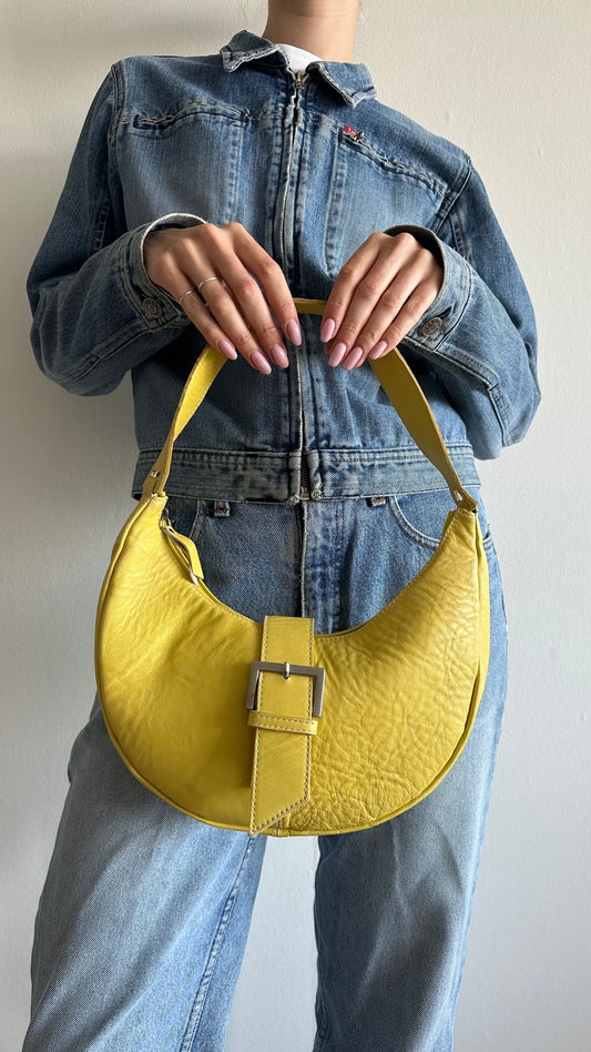 soft leather yellow shoulderbag