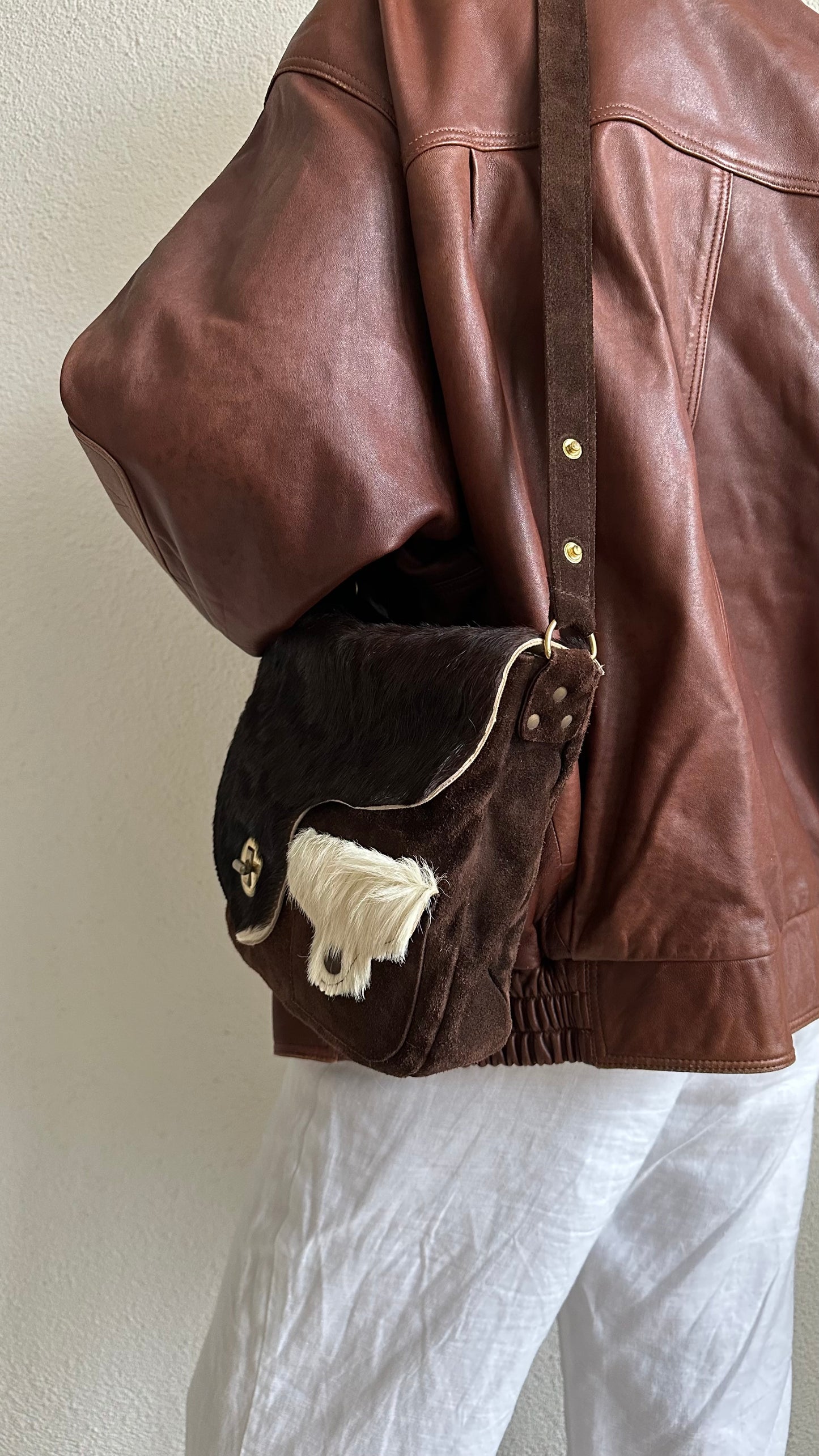 cowhide leather adjustable shoulderbag
