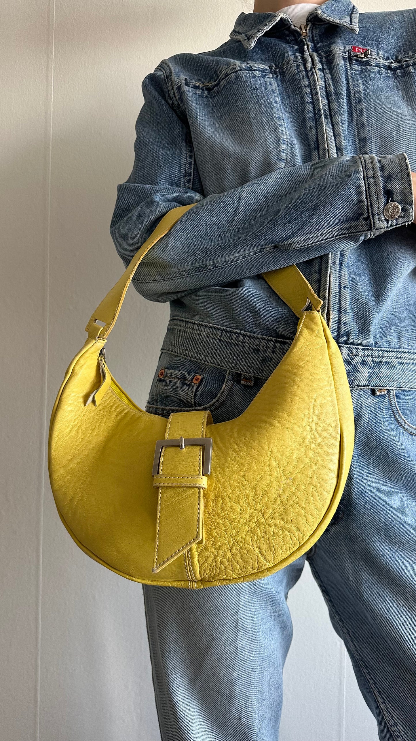 soft leather yellow shoulderbag
