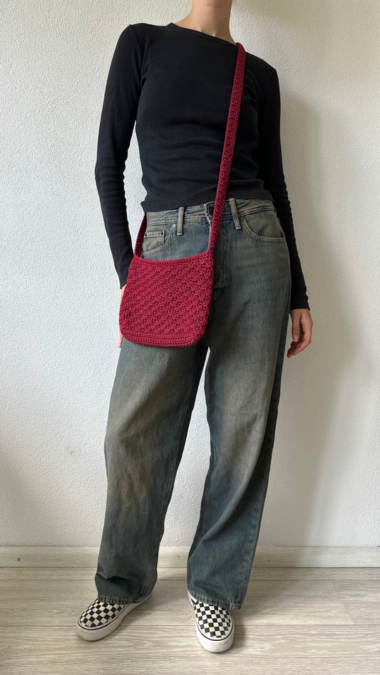 red burgundy crossbody bag with zip closure preloved find