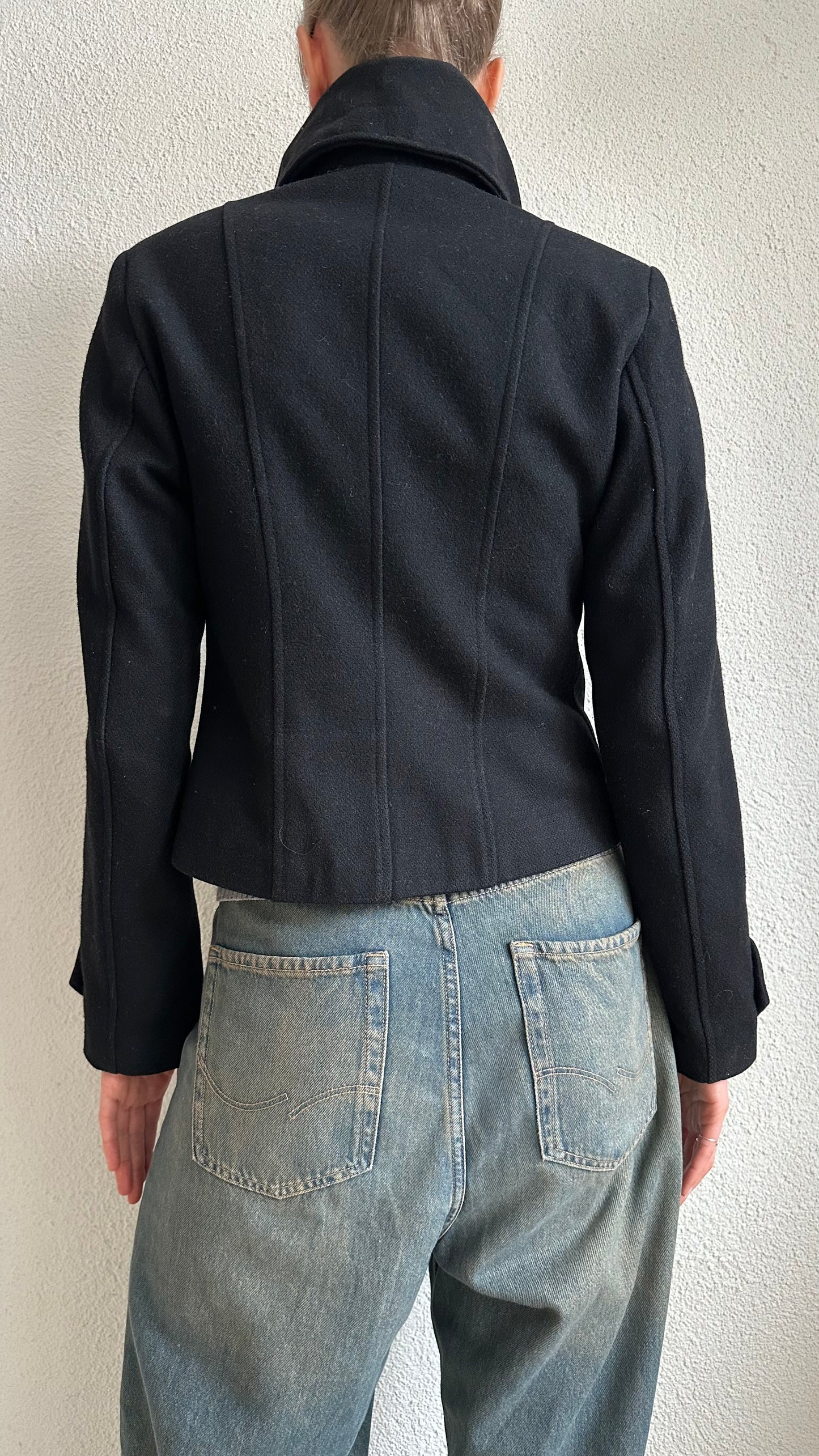 short black wool mix peacoat short