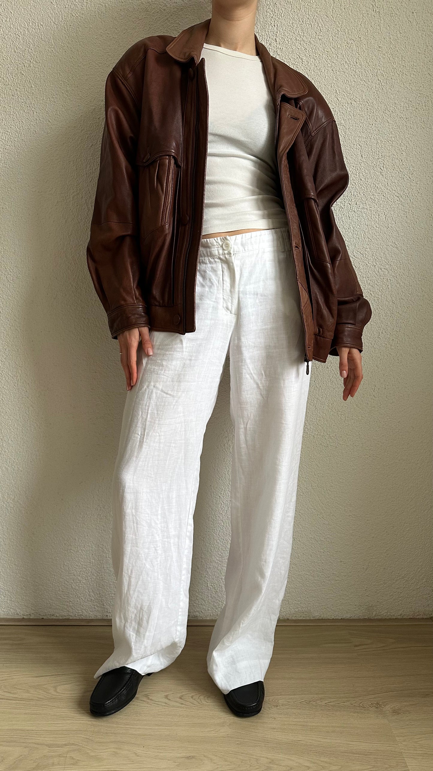 leather brown vintage bomberjacket