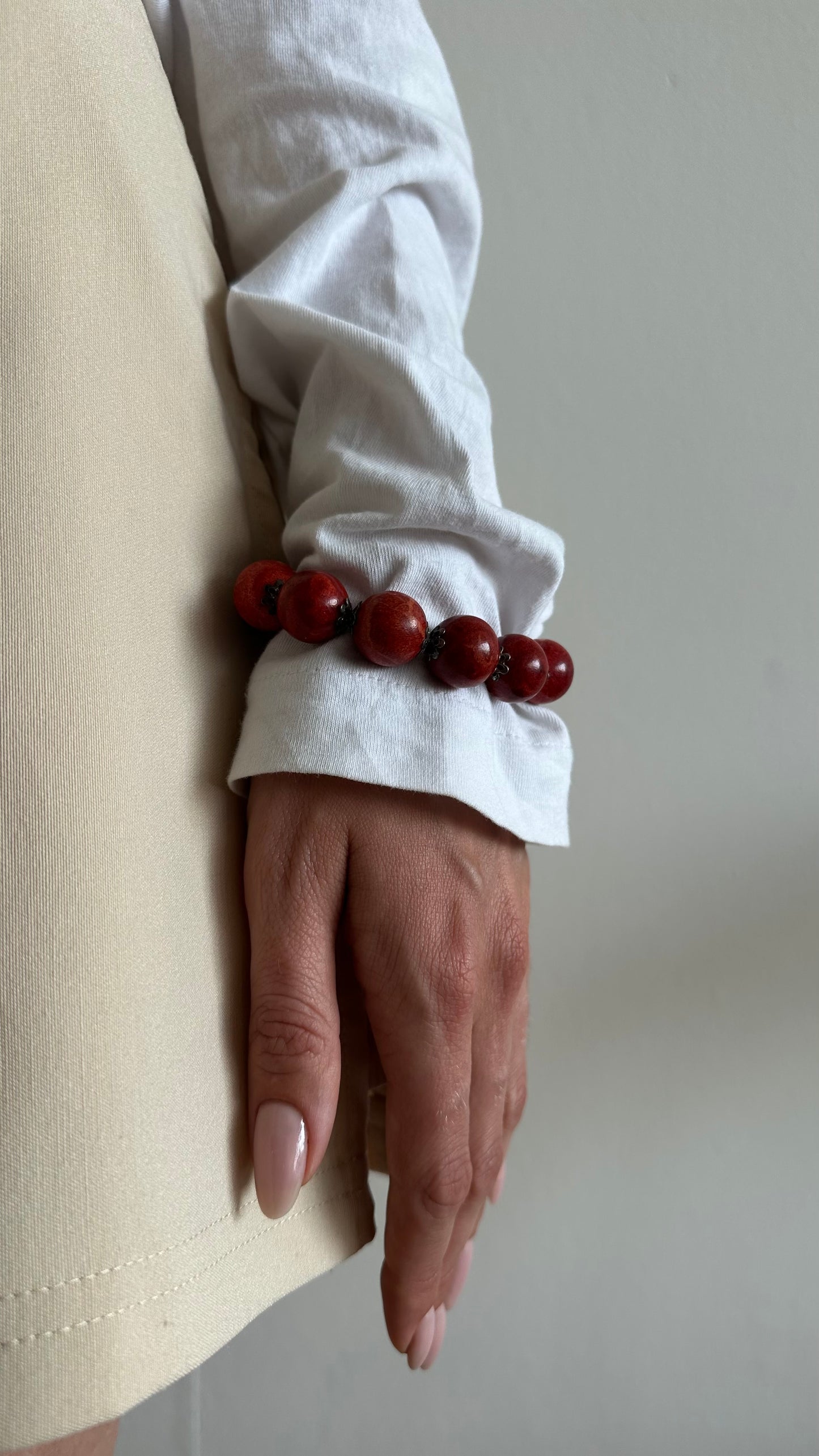 red foam coral gemstone bracelet