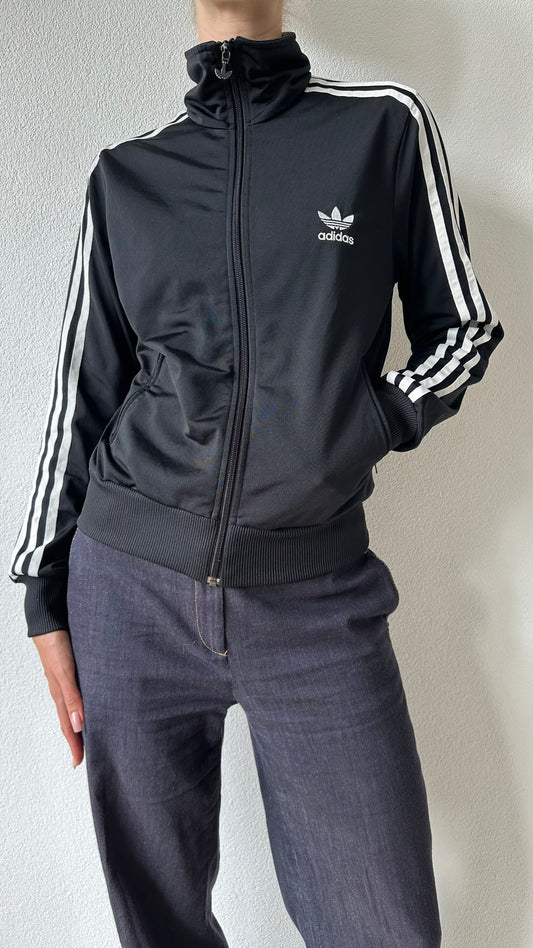 black & white adidas zip-up cardigan