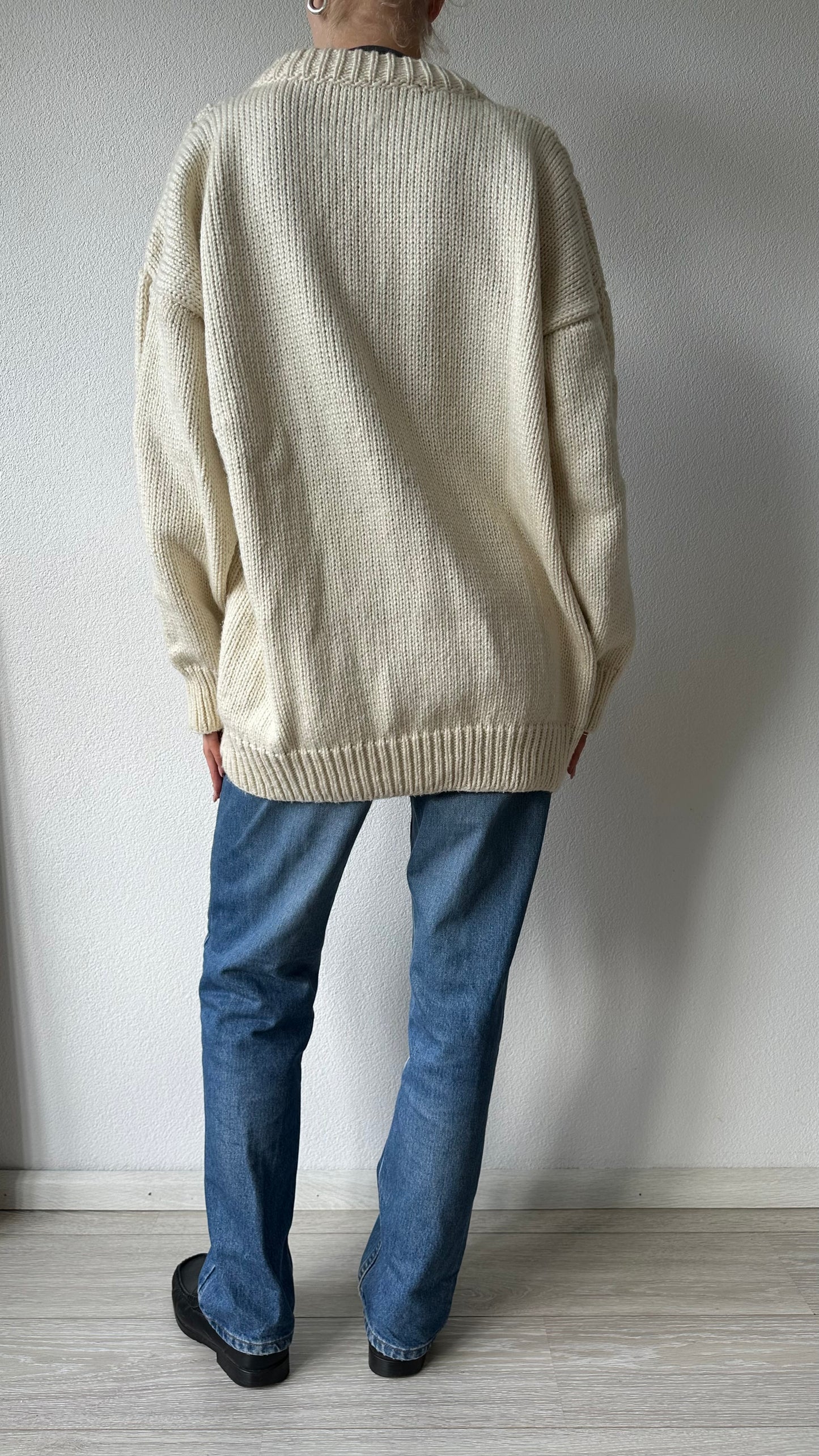beige wool oversized vintage cardigan