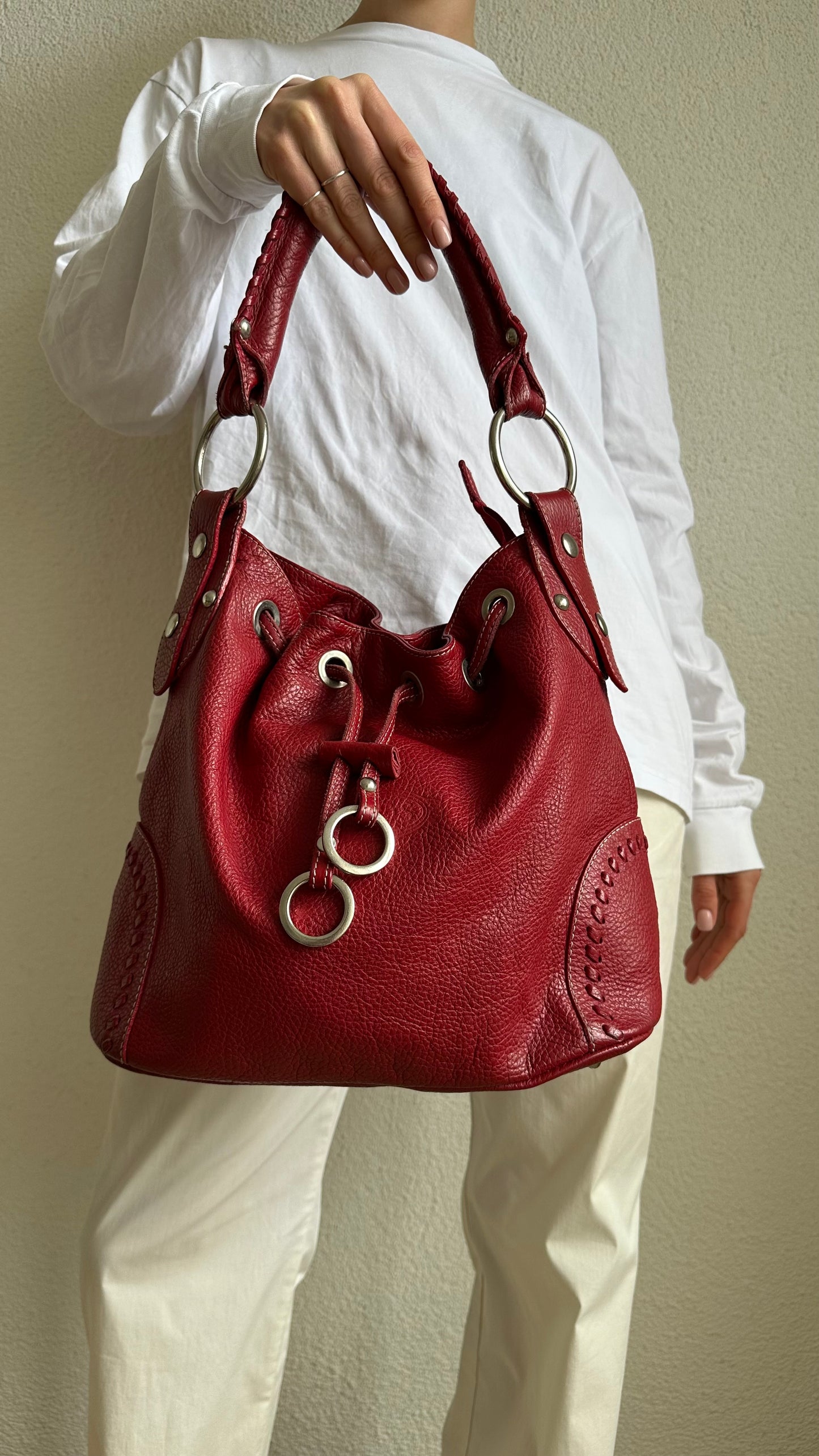 red leather tods hobo shoulderbag