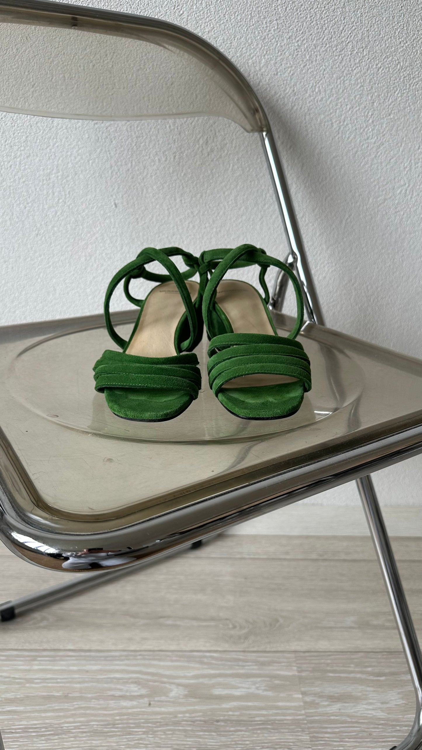 suede green Vagabond sandal heels