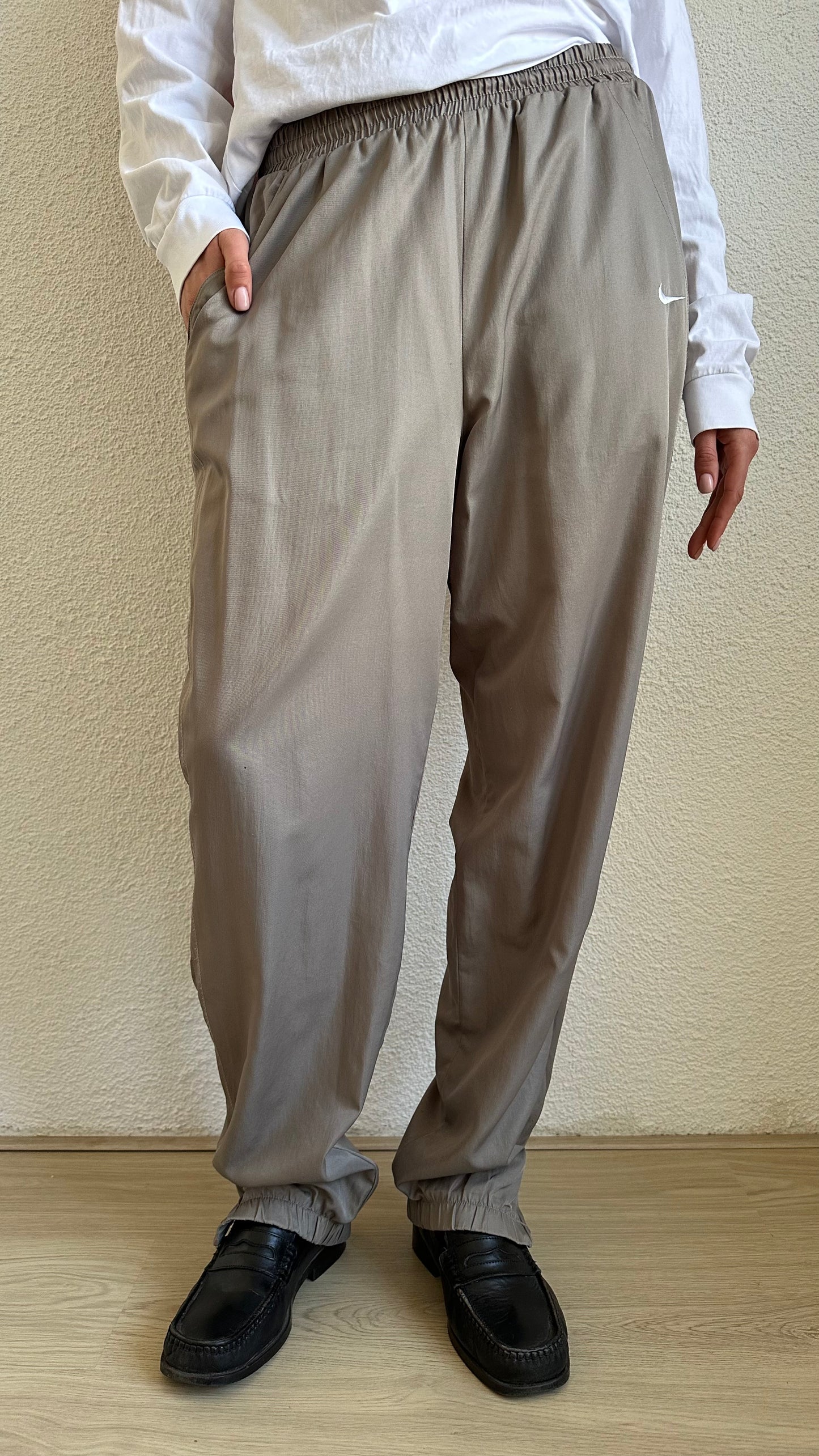 vintage taupe white nike tracksuit pants windbreaker jacket