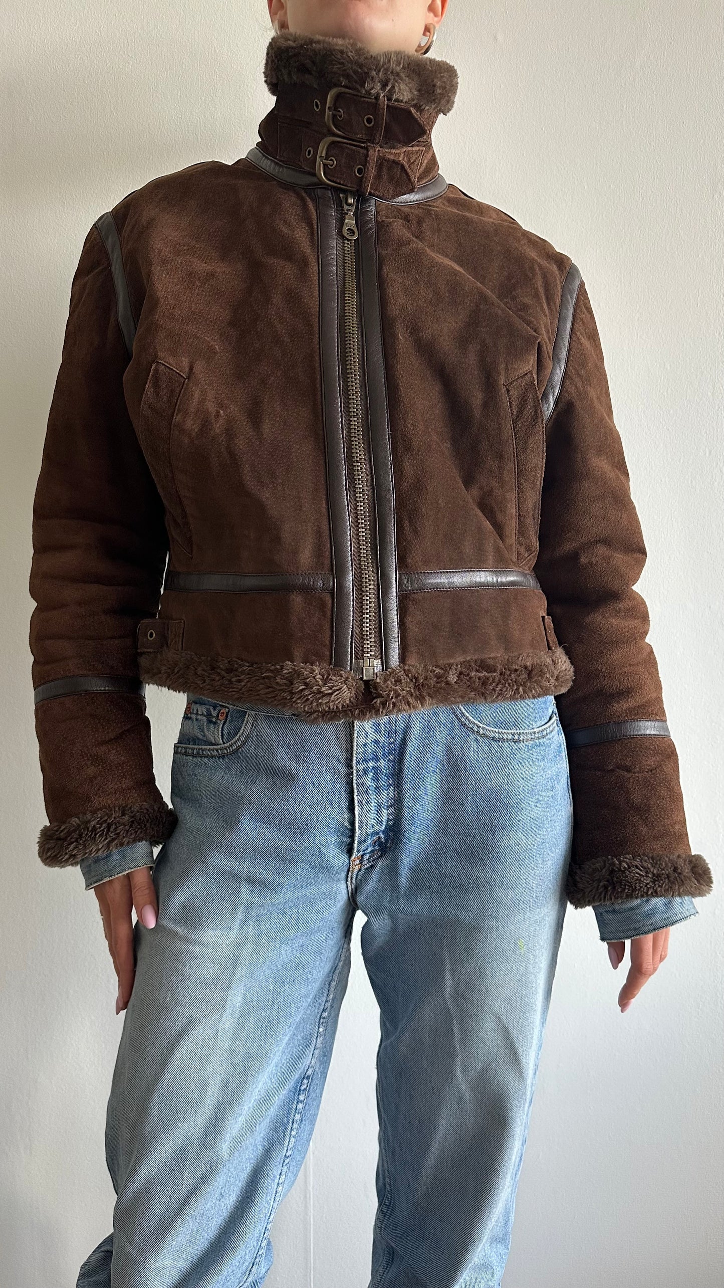 Special link for Nina- brown real suede faux lammy