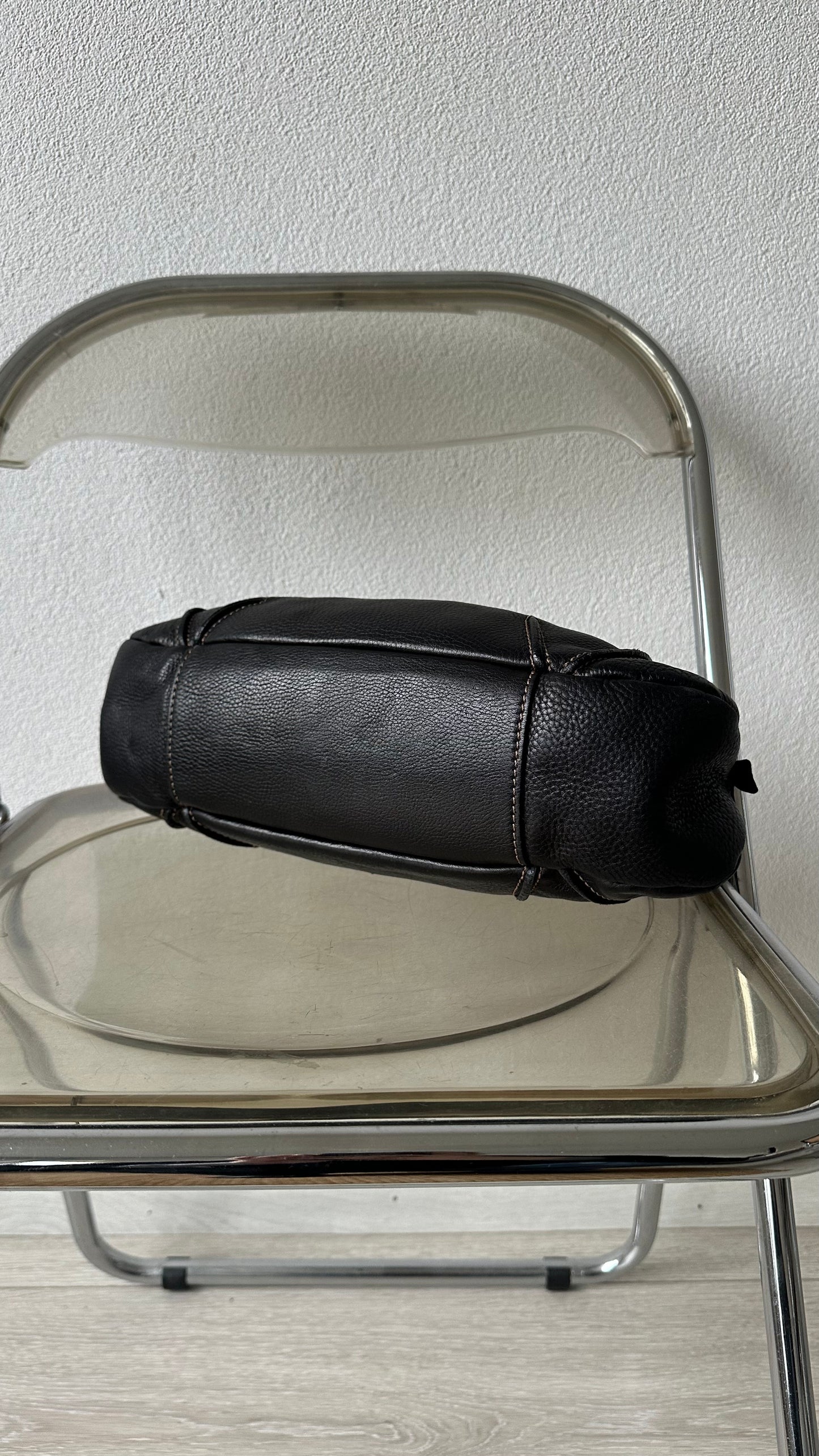 leather francesco biasia handbag with golden hardware