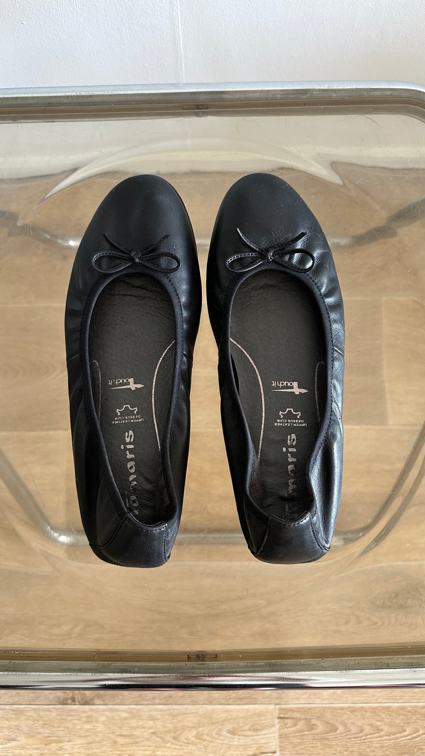 tamaris ballet flats black leather