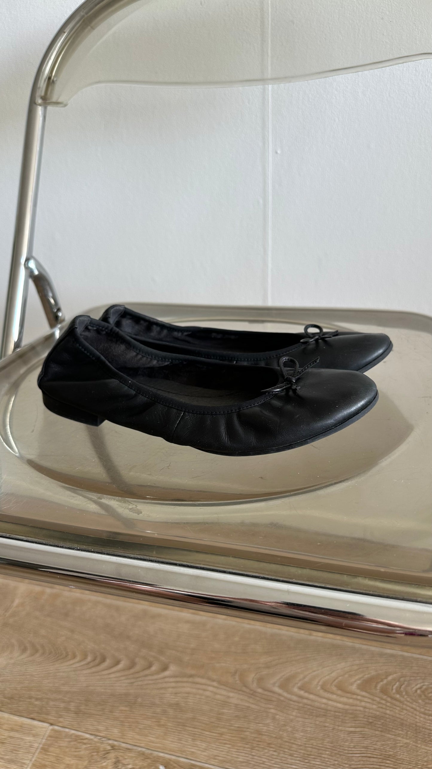 tamaris ballet flats black leather