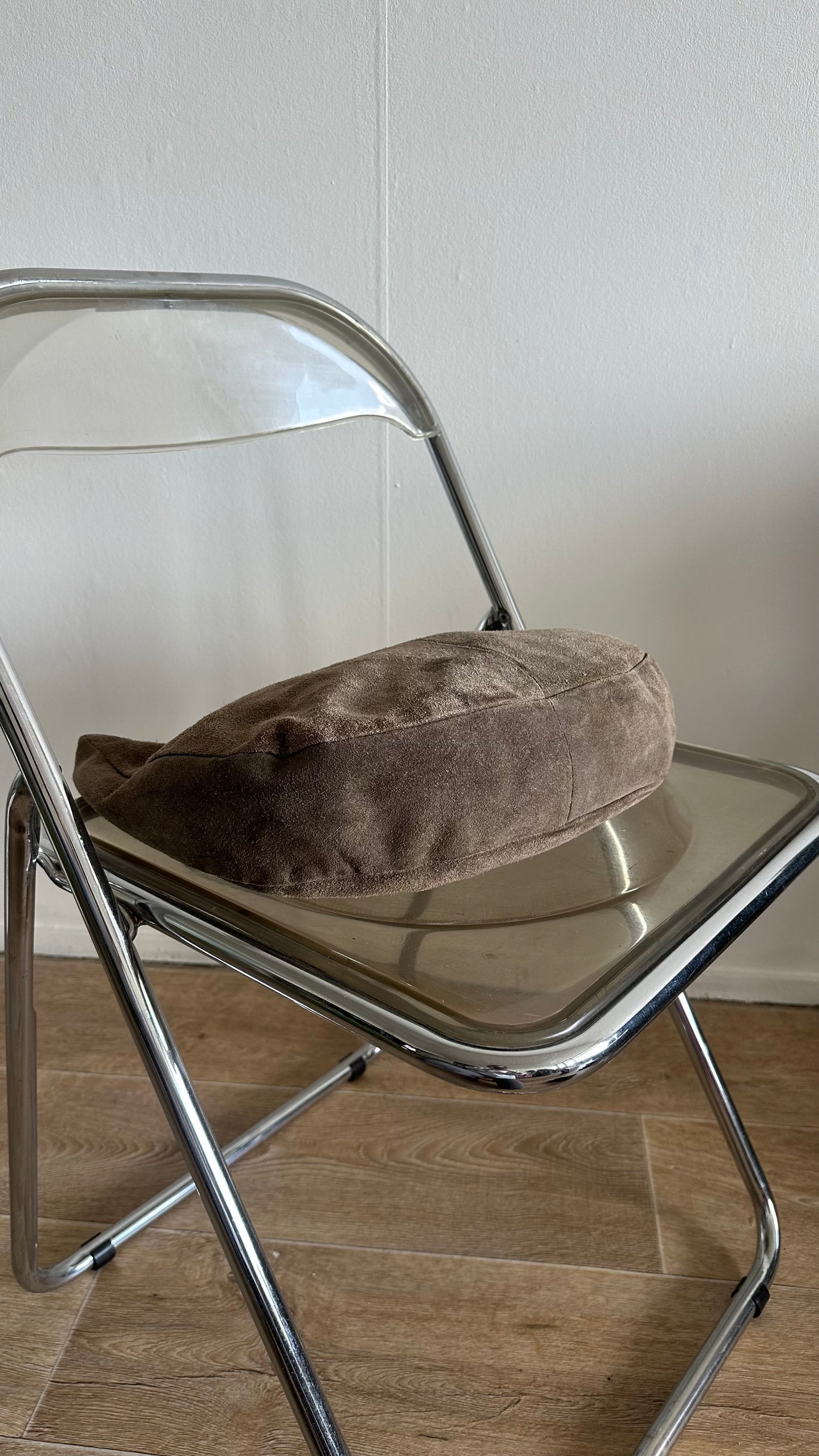 suede brown half moon bag silver rounds