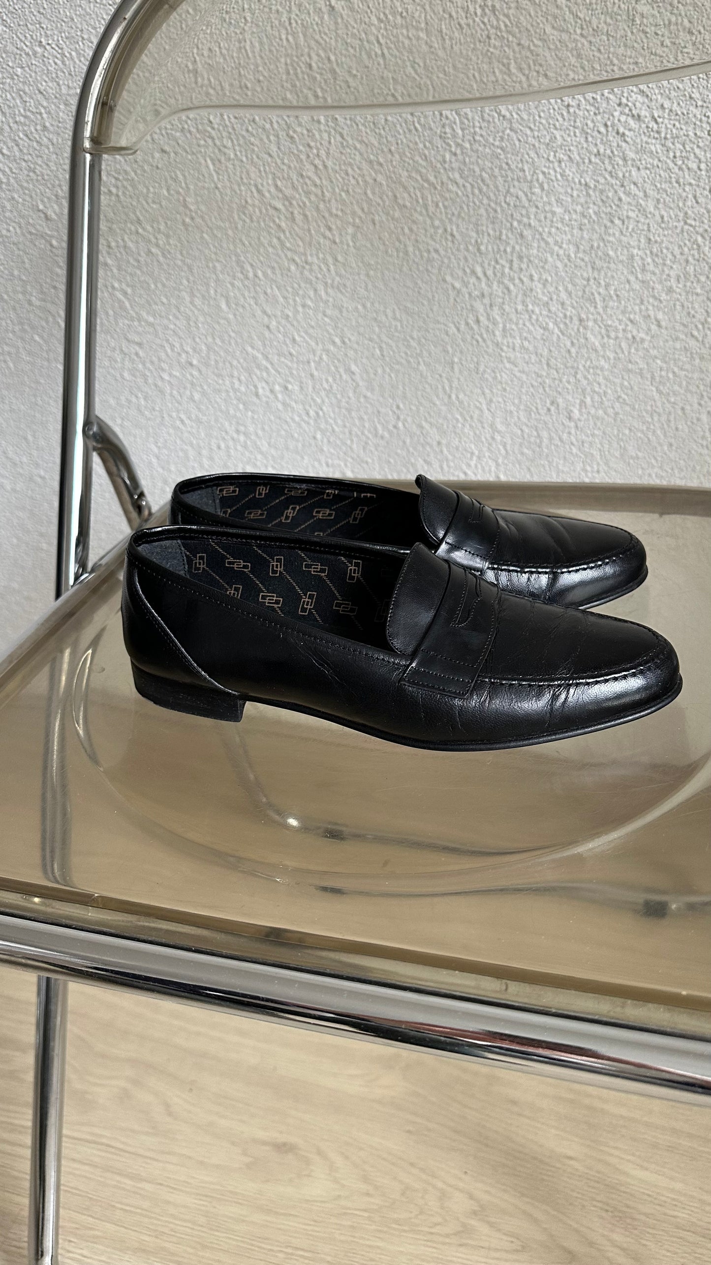 classic black leather penny loafers