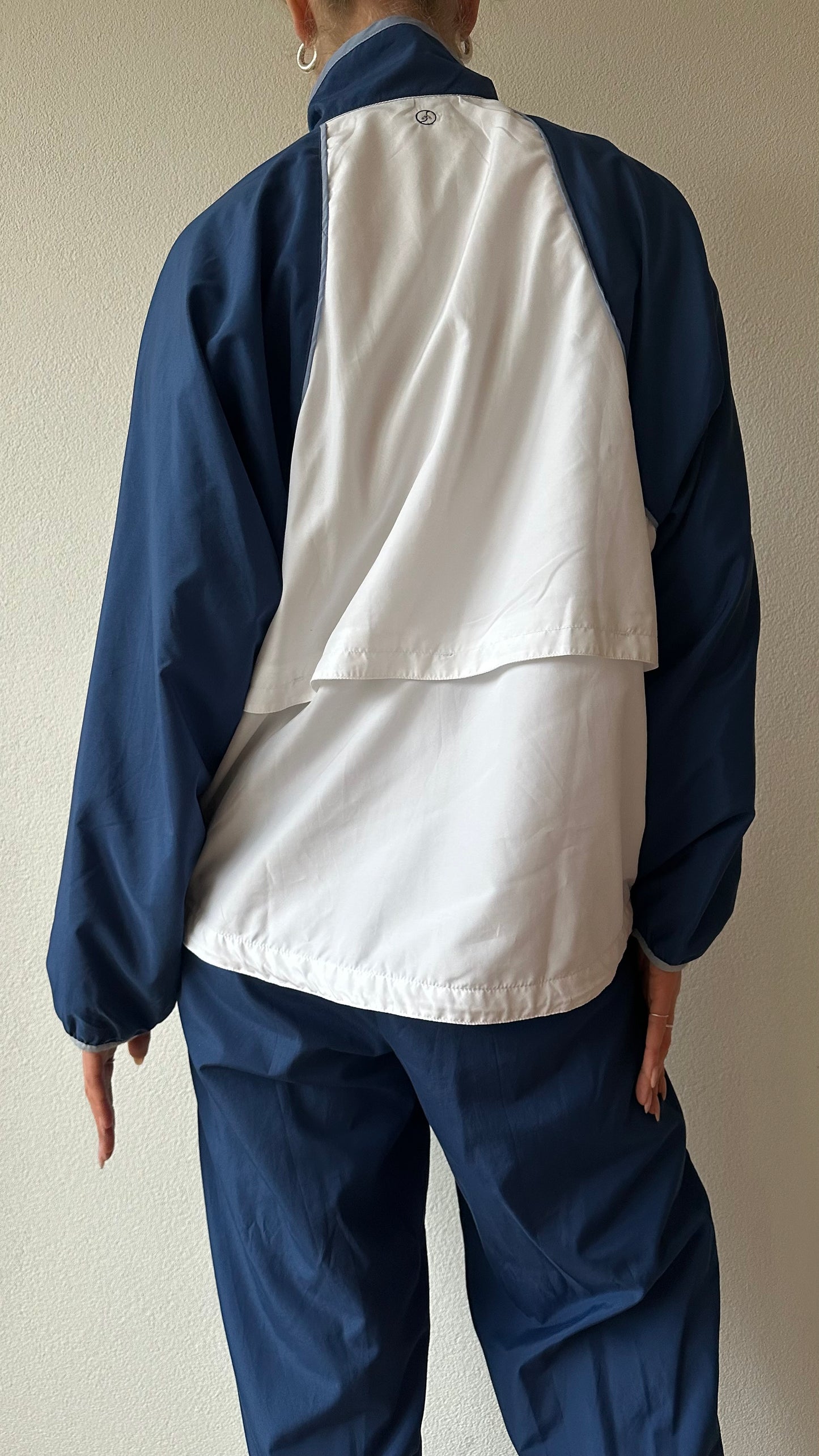 vintage Adidas zip-up tracksuit dark blue with white details