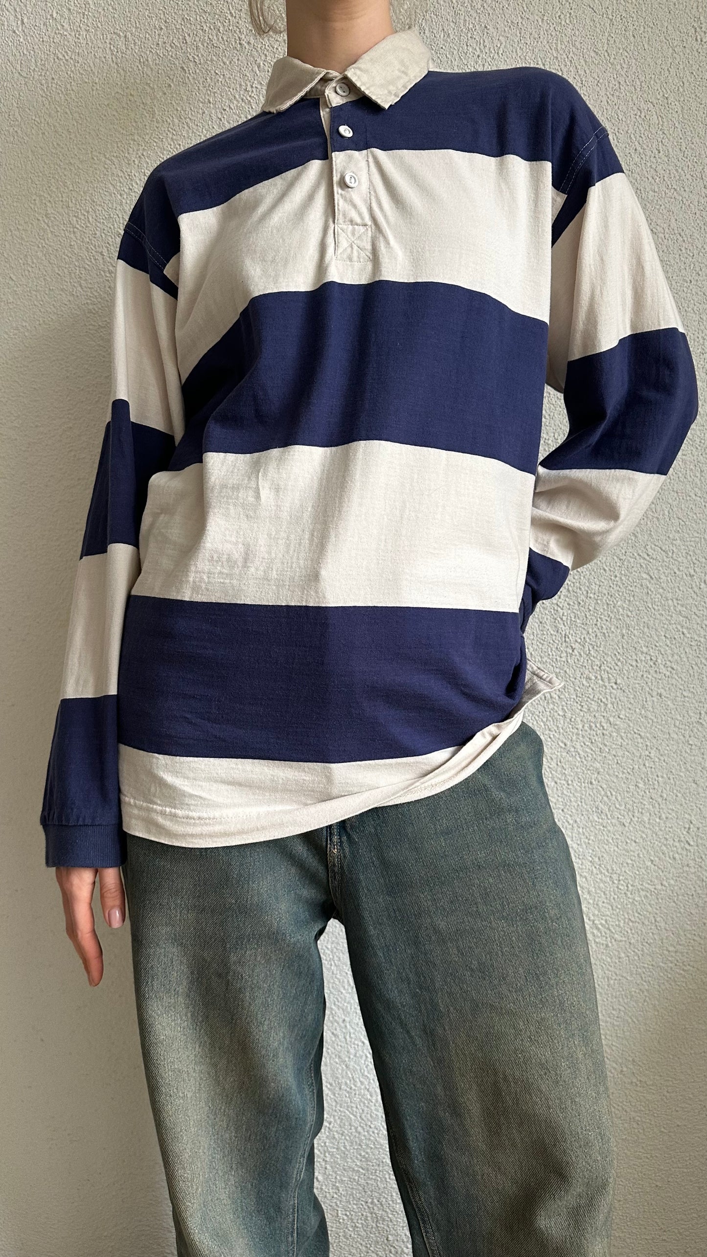striped vintage longsleeve polo shirt