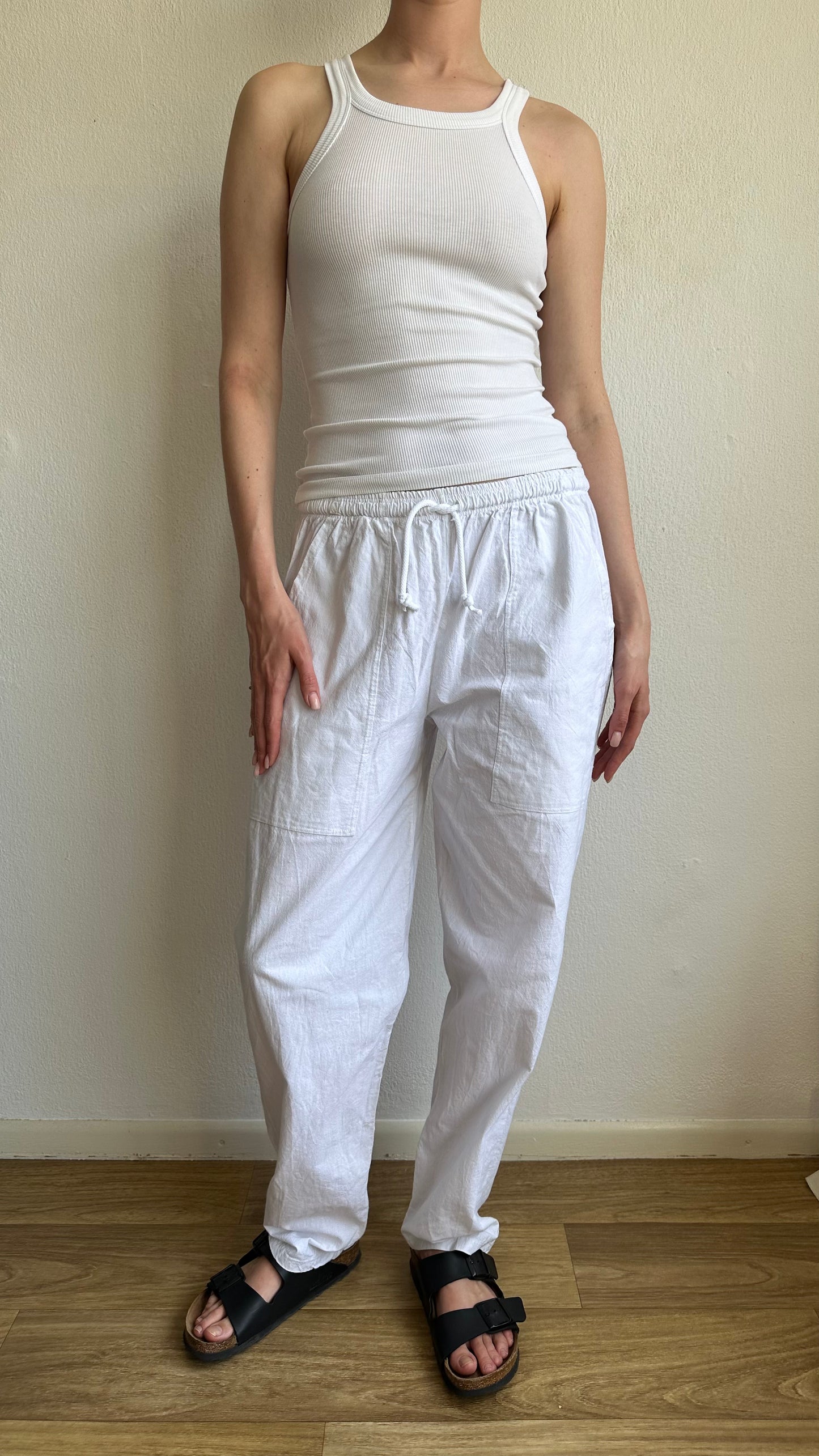 white beachy flow pants