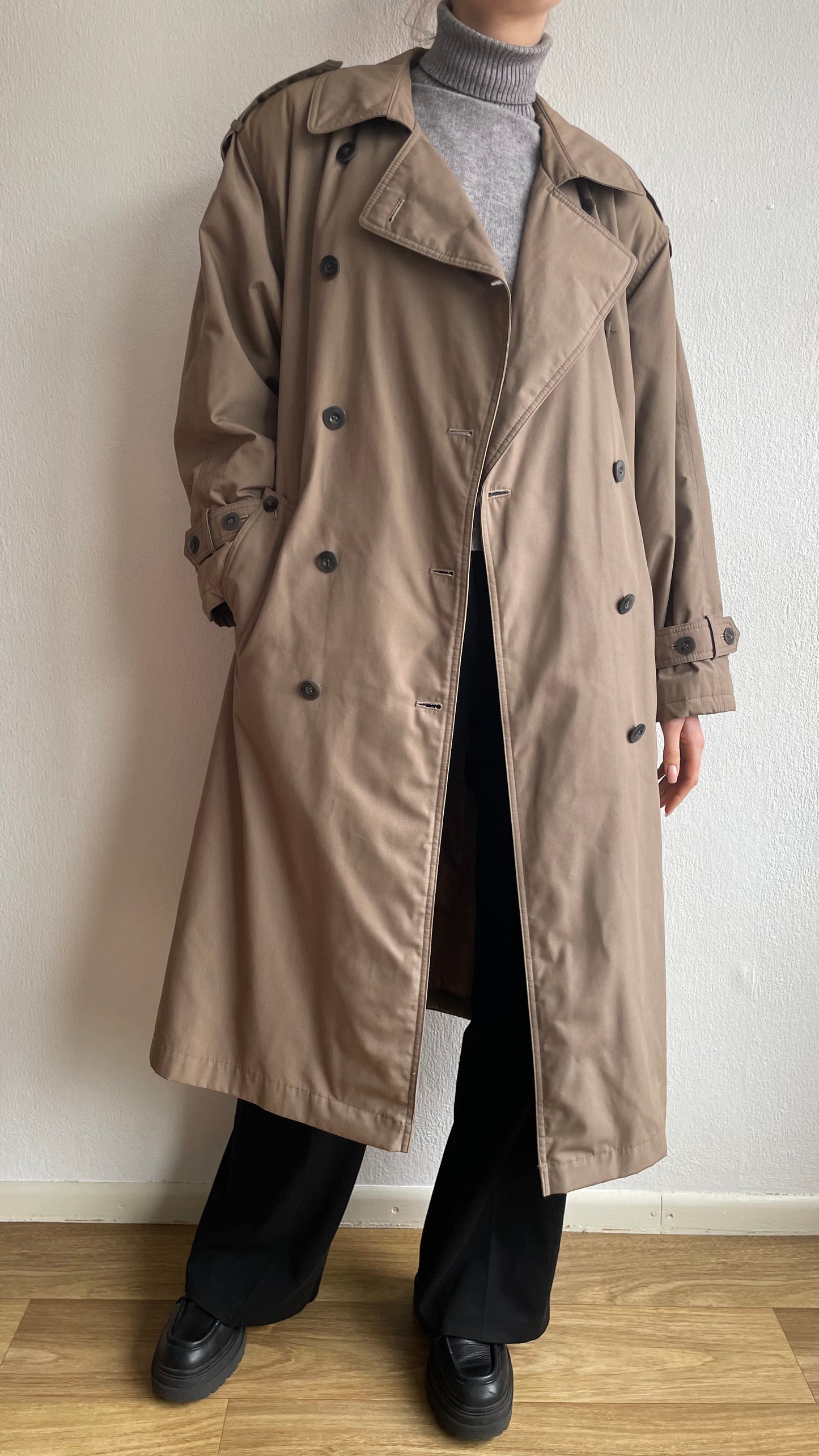 lined vintage brown trenchcoat