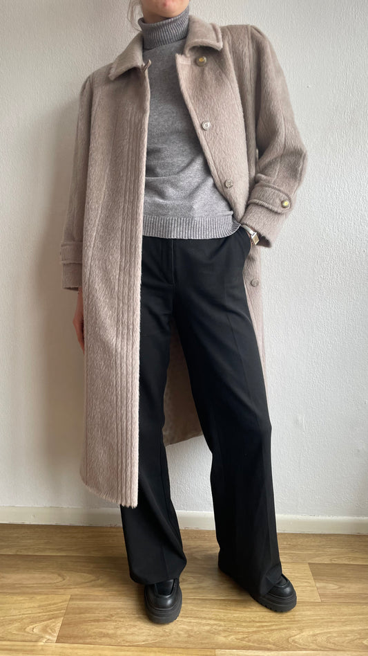 grey pink wool alpaca mix coat