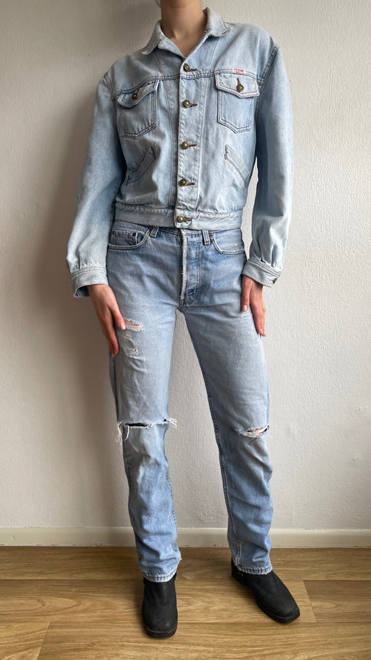 light blue denim vintage guess jacket