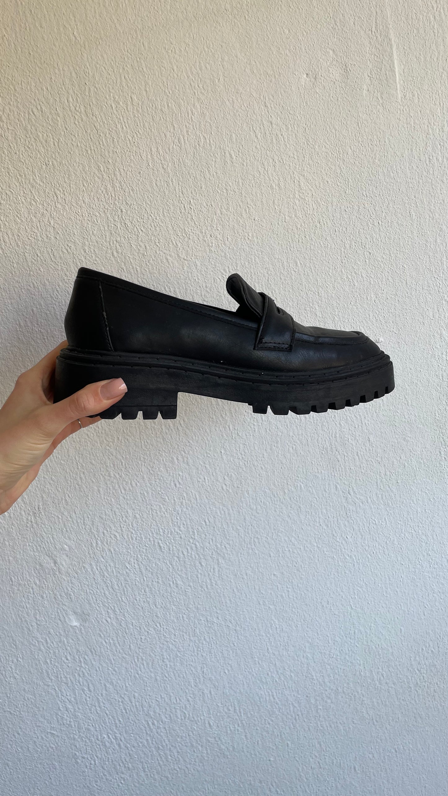 black new even & odd leather loafers