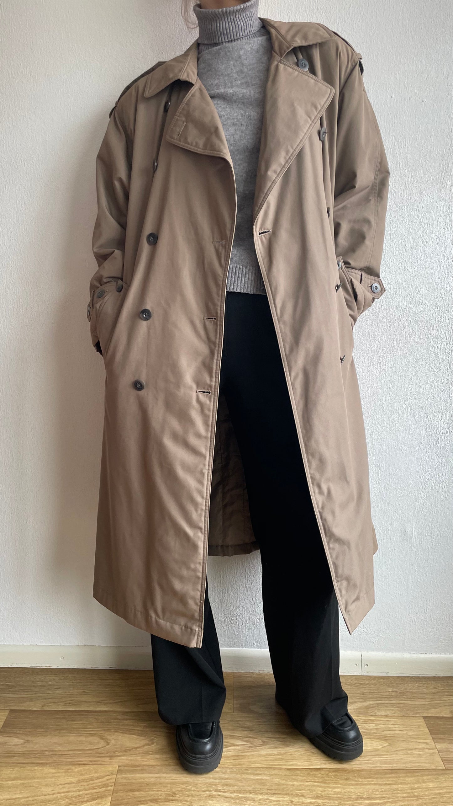 lined vintage brown trenchcoat